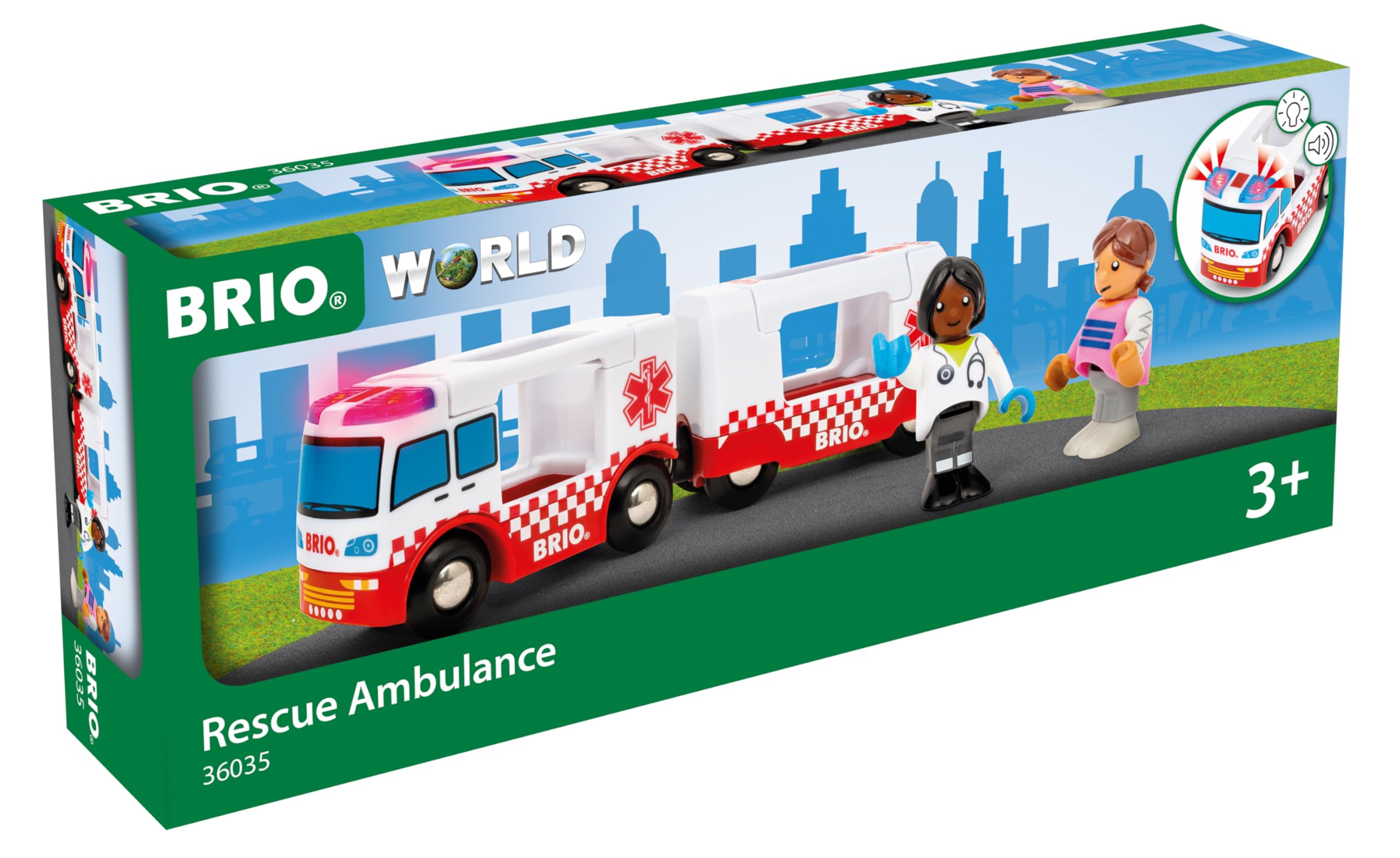 BRIO World - 36035 Rettungswagen | Zugset-Zubehör für Kinder AB 3 Jahren