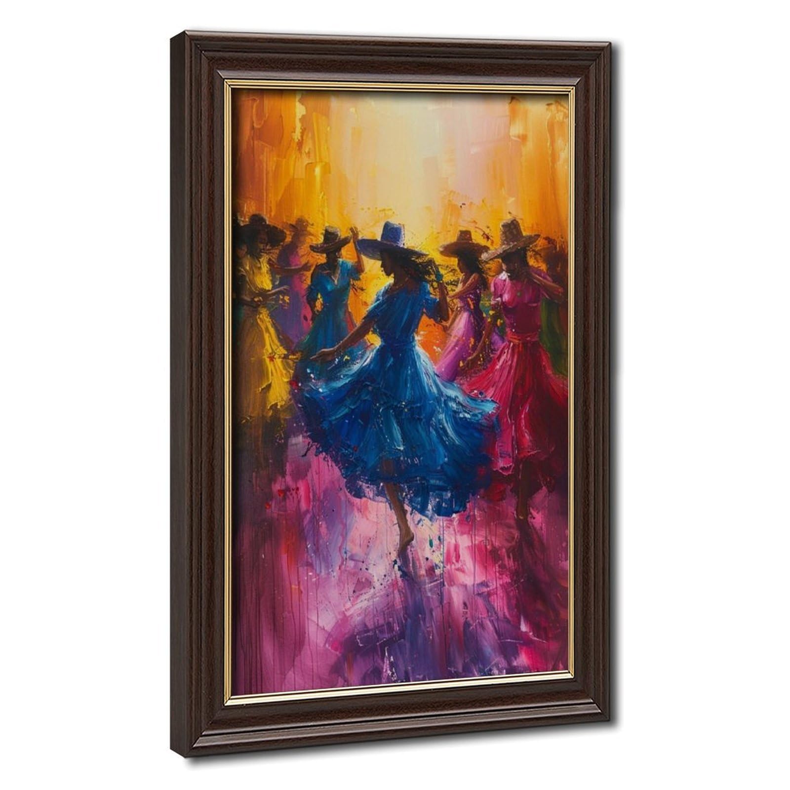 Lxwnze Mokume Gane Frame-Style Dynamic Bomba And Plena Dance Poster Canvas Poster For Bedroom Decor Gift