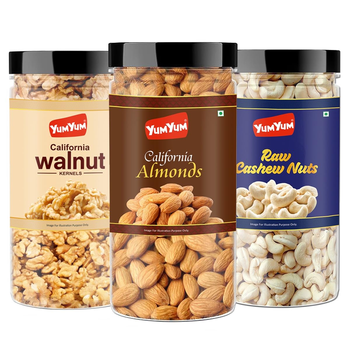 YUM YUM Premium Dry Fruits Combo - Almonds, Cashews & Walnuts - 1350g Healthy Snacks - California Almonds, Raw Cashew Nuts, Walnut Kernels - Ideal for Active Lifestyle (B09D7MZRFX) Amazon Price History, Amazon Price Tracker