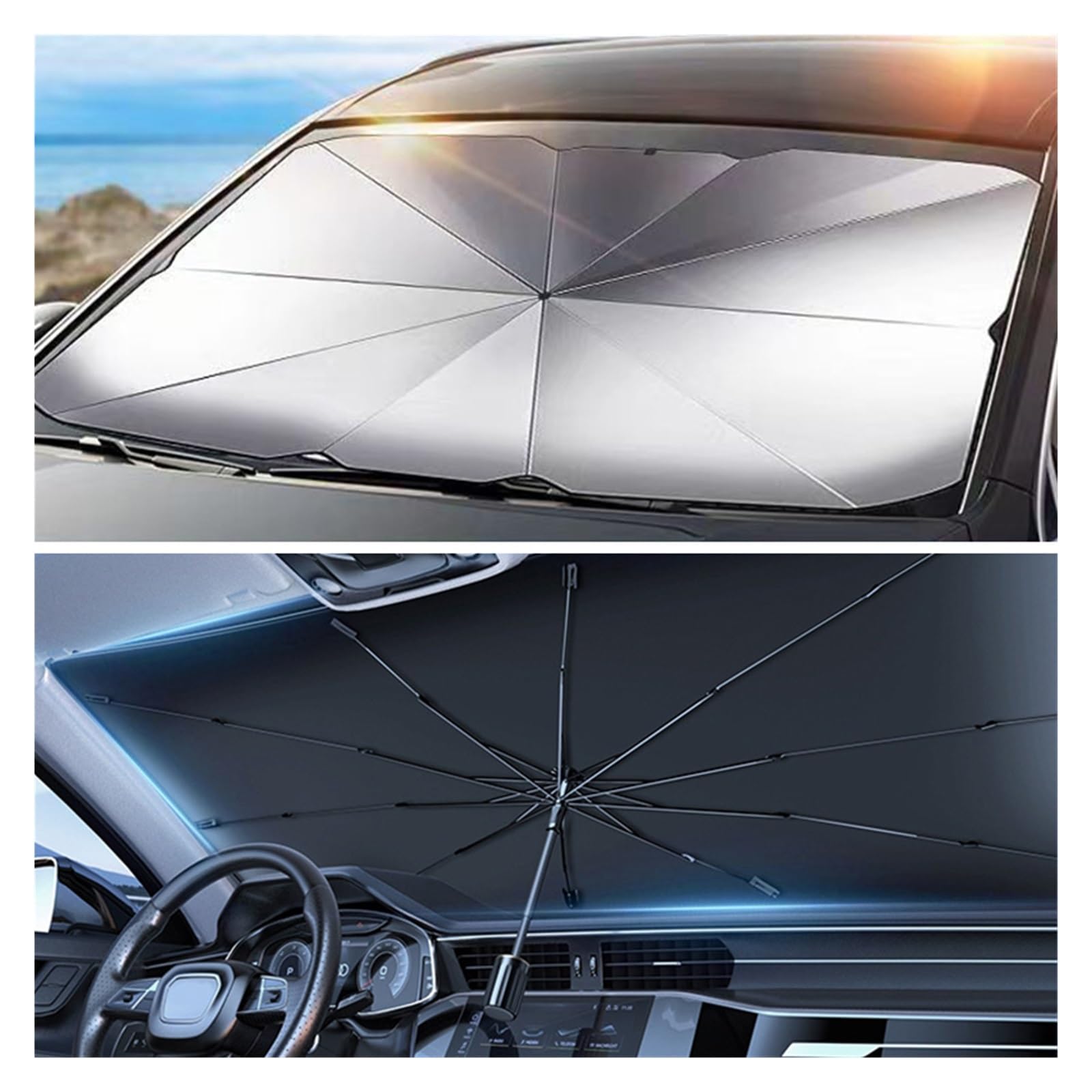 daili Store Auto Parasole Ombrello Anteriore in Stile Parasole in Vetro Protezione Solare Panno Isolante Termico Ombrello for Auto Parabrezza Parasole (Color : Large)