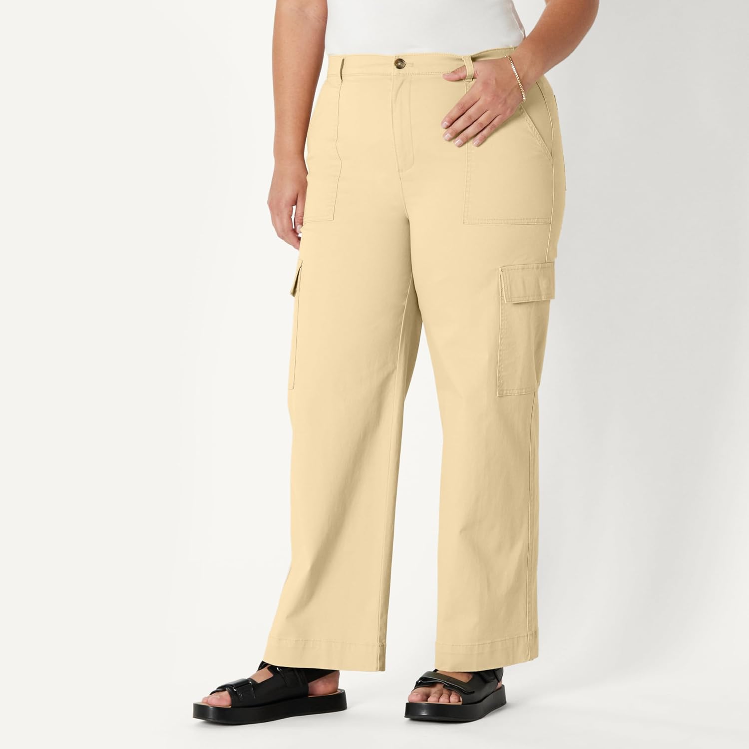 Amazon Essentials Women's High-Rise Relaxed-Fit Full-Length Cargo Pants