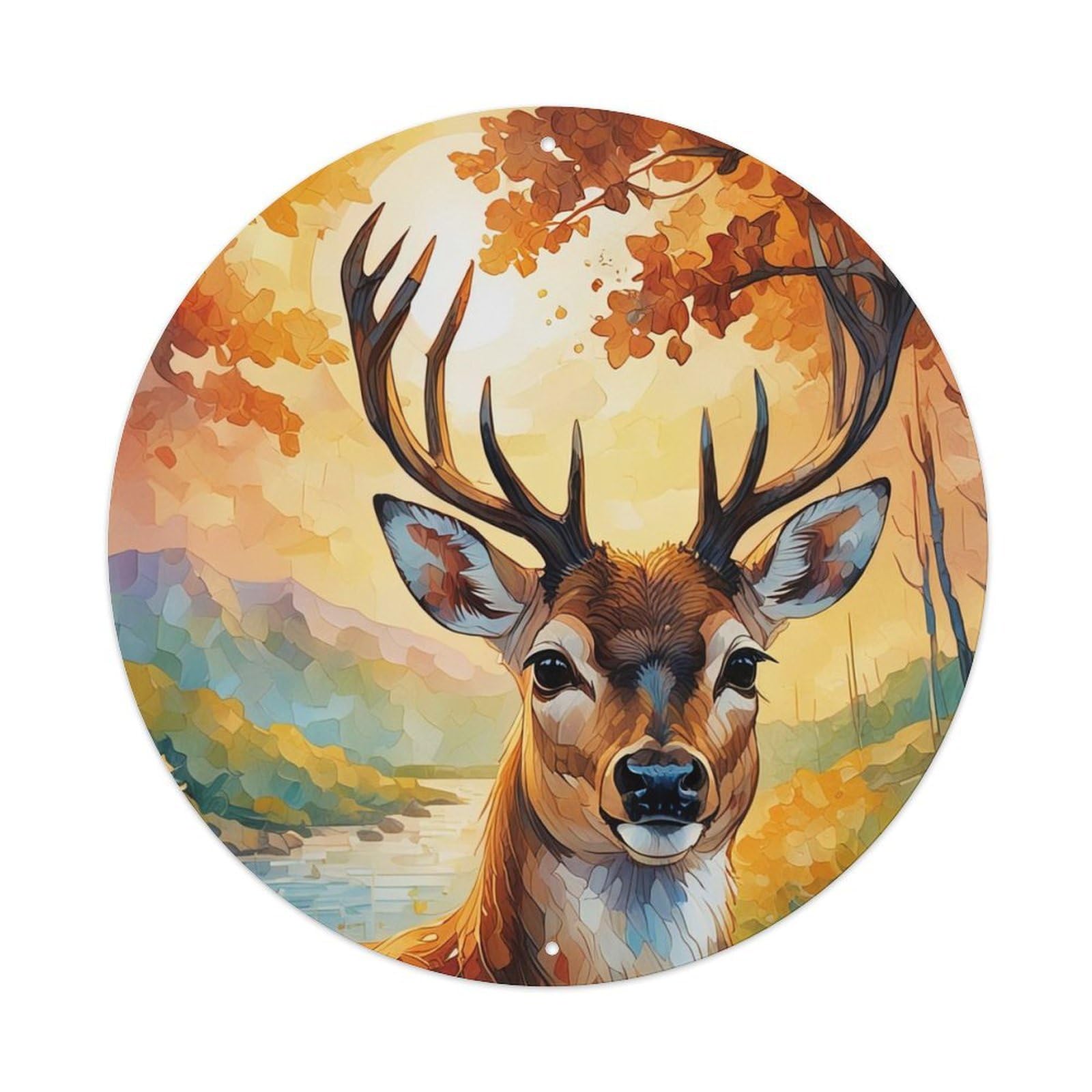 Animal Artwork Deer in The Forest Vintage Metal Tin Sign Plaque Wall Decor for Cafe, Club Bar, Office, Garden Metal Poster 8x8Inch