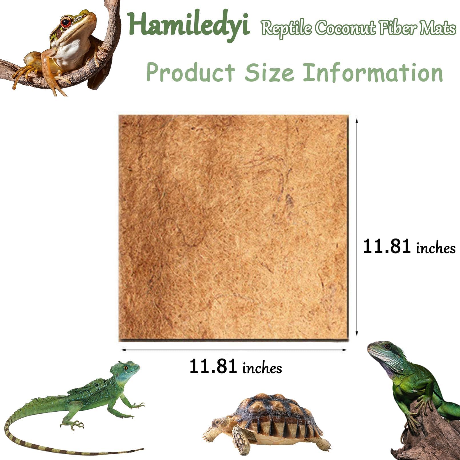 Hamiledyi 15 alfombras de reptiles de fibra de coco natural para forro de terrario de mascotas, suministros de reptiles para lagarto, serpiente, camaleón, tortuga, ropa de cama, conejo, conejo