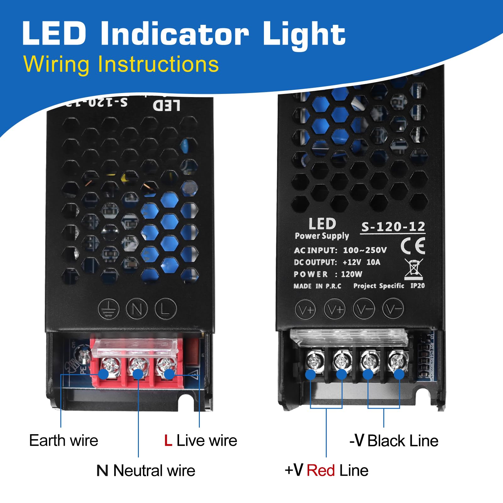 Driver LED 12V 120W 10A Slim LED Alimentatore, AC 110V/240V a 12V DC Adapter, Trasformatore LED a tensione costante per luci a strisce LED, lampadine LED, luce da giardino, luci LED per armadi