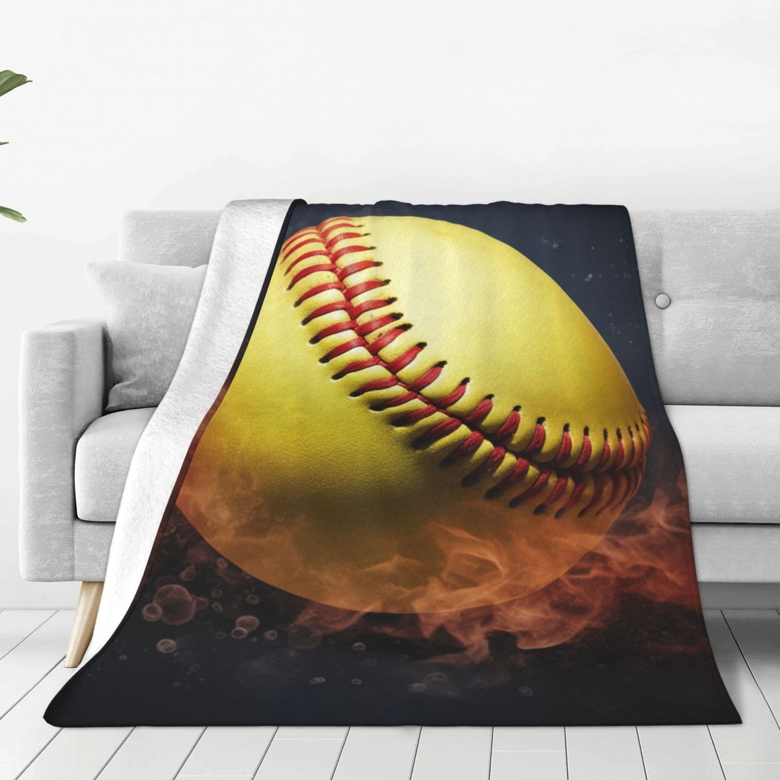 KLOPH Softball Throw Blanket 40"x30" Flannel Fluffy Warm Blanket for Couch, Reversible Plush Blankets for Bed, Comfy Fuzzy Blanket for Sofa, Plush Lightweight-Blankets for All Season