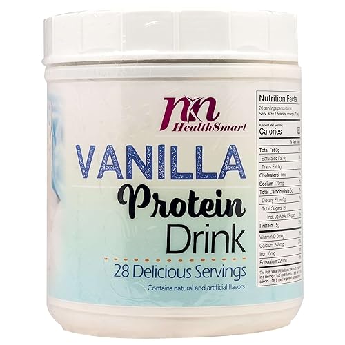 HealthSmart - Mezcla de bebida de vainilla alta en proteínas, bebida de chocolate baja en calorías, baja en carbohidratos, sin gluten, apta para