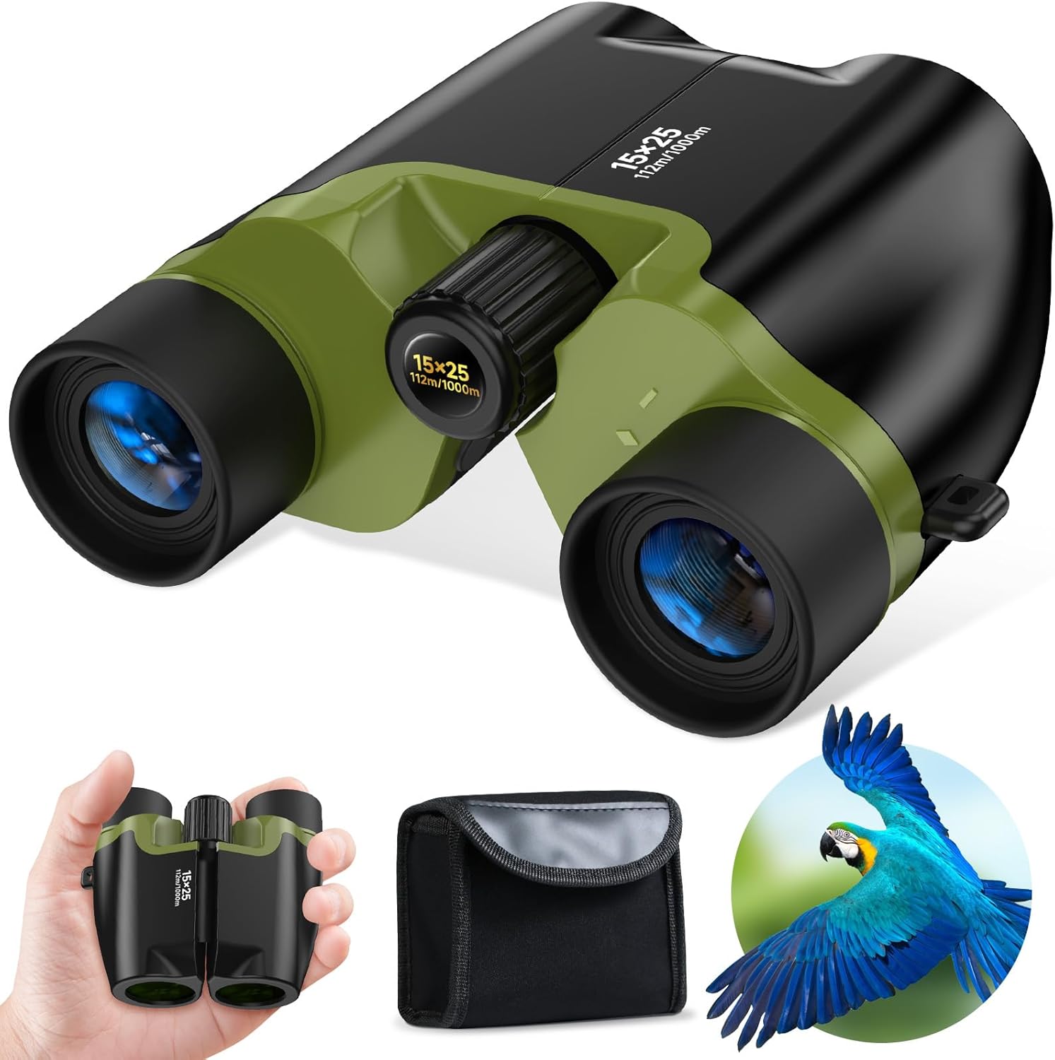 High Powered 15x25 Compact Binoculars for Adults