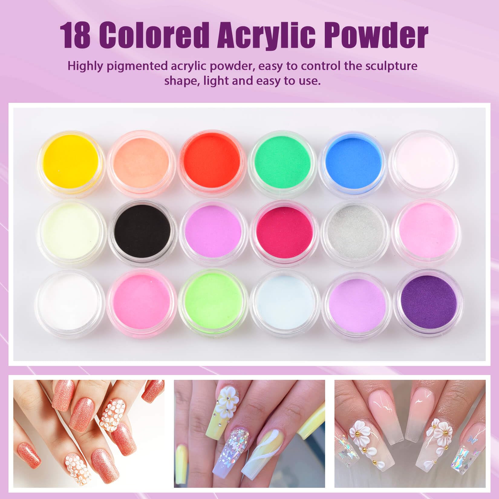 Phoenixy Poudre Acrylique Pour Ongles 78 Couleurs Kit Acrylique Ongles Complet Avec Acrylique Liquide Monomer Faux Ongles Outils D'art D'ongle Nail Art Extension Kit Manucure