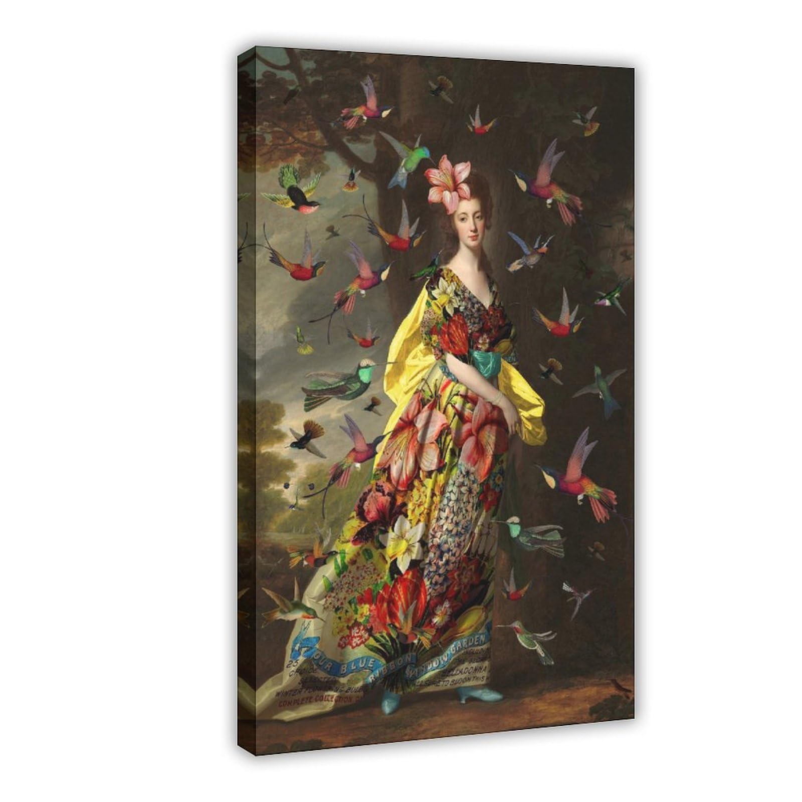 Ywtjax Frame-Style A Charm Of Hummingbirds Poster Canvas Poster For Home Decor Gift
