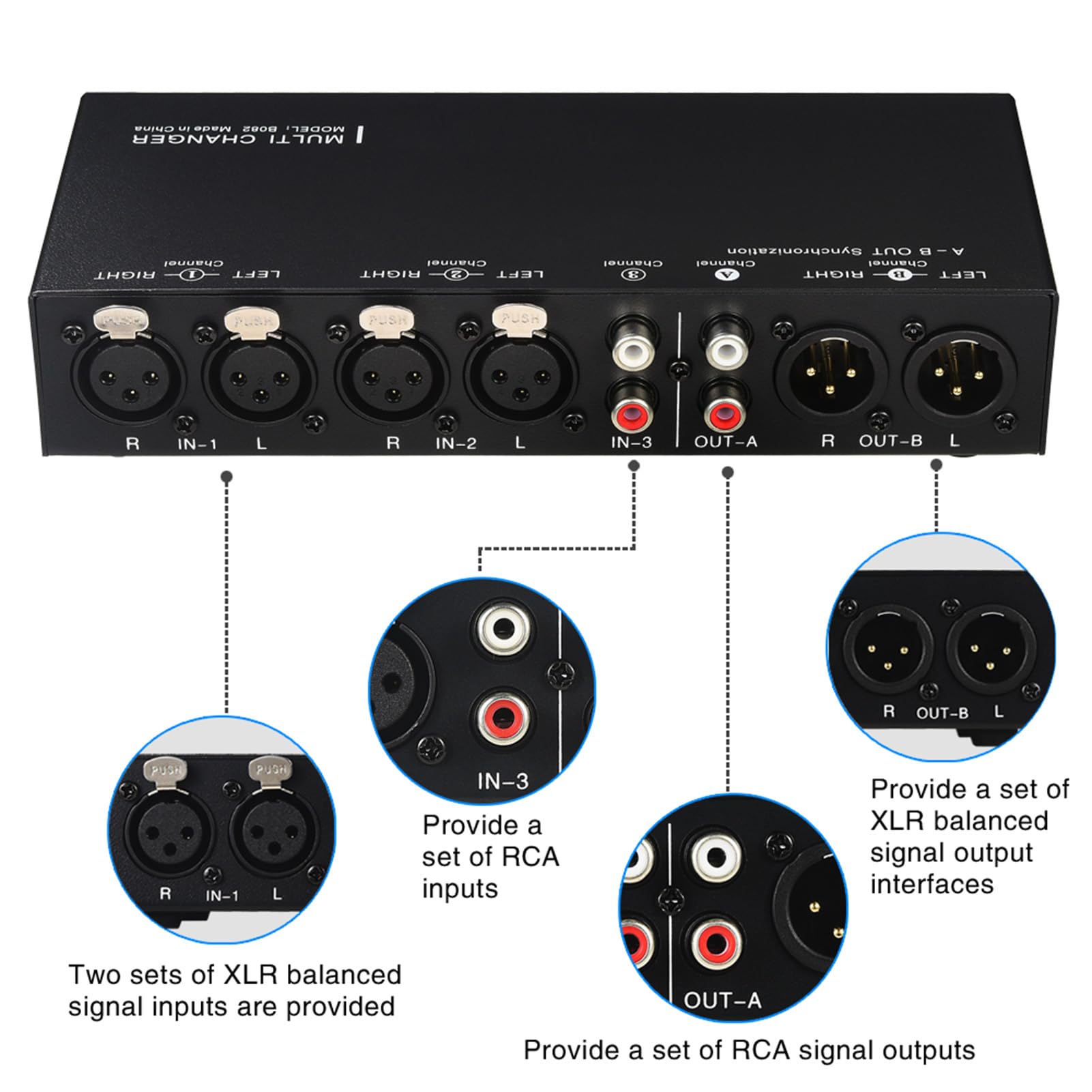 Selektor Głośników, Przełącznik Audio Stereo ze Zbalansowanym Wejściem XLR i Wyjściem do Domowego Studia Audio Pro
