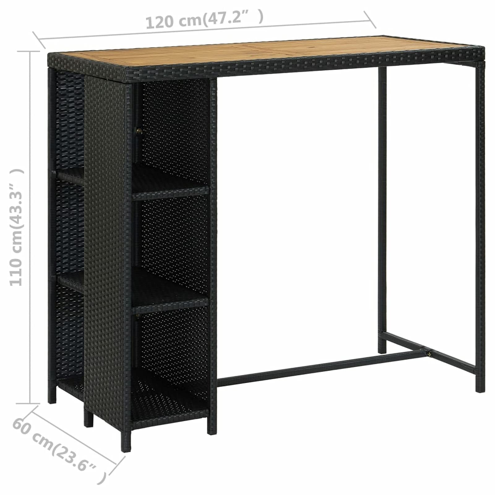 Tidyard Catherinol Ensemble Bar de Jardin Meubles d'Extérieur Table et Chaises de Patio Meuble de Bar de Jardin 5 pcs et Coussins Résine tressée Noir