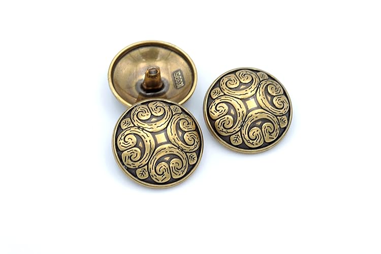 5PCS Metal Buttons Blazer Jackets 4 Holes Bronze Premium Knitting Sewing DIY Accessories (25mm, Brass) - 25mm - Brass