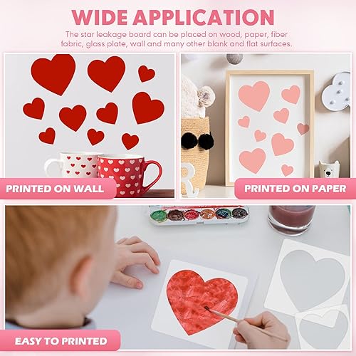 Miniatura 5 de 14 Pieces Large Stencil for Painting on Wood Plastic 5 Point Stencil Template Paint Stencils for Fabric Walls Arts Paper Home Decoration (Heart)