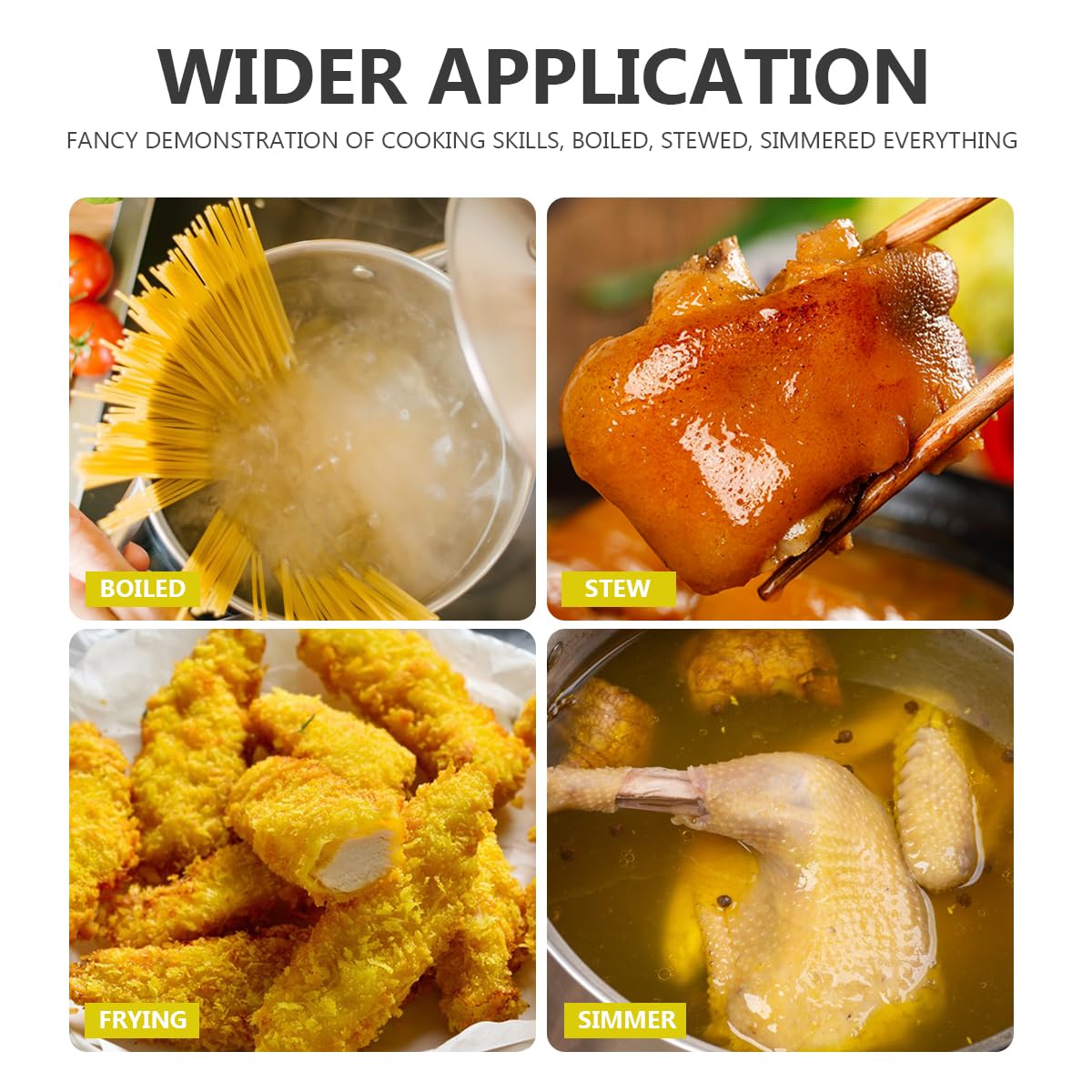 Freidora con tapa y cesta – Vaporizador de espárragos de acero inoxidable 2 en 1 olla con vapor de malla para papas fritas, pollo, cocinar verduras 5