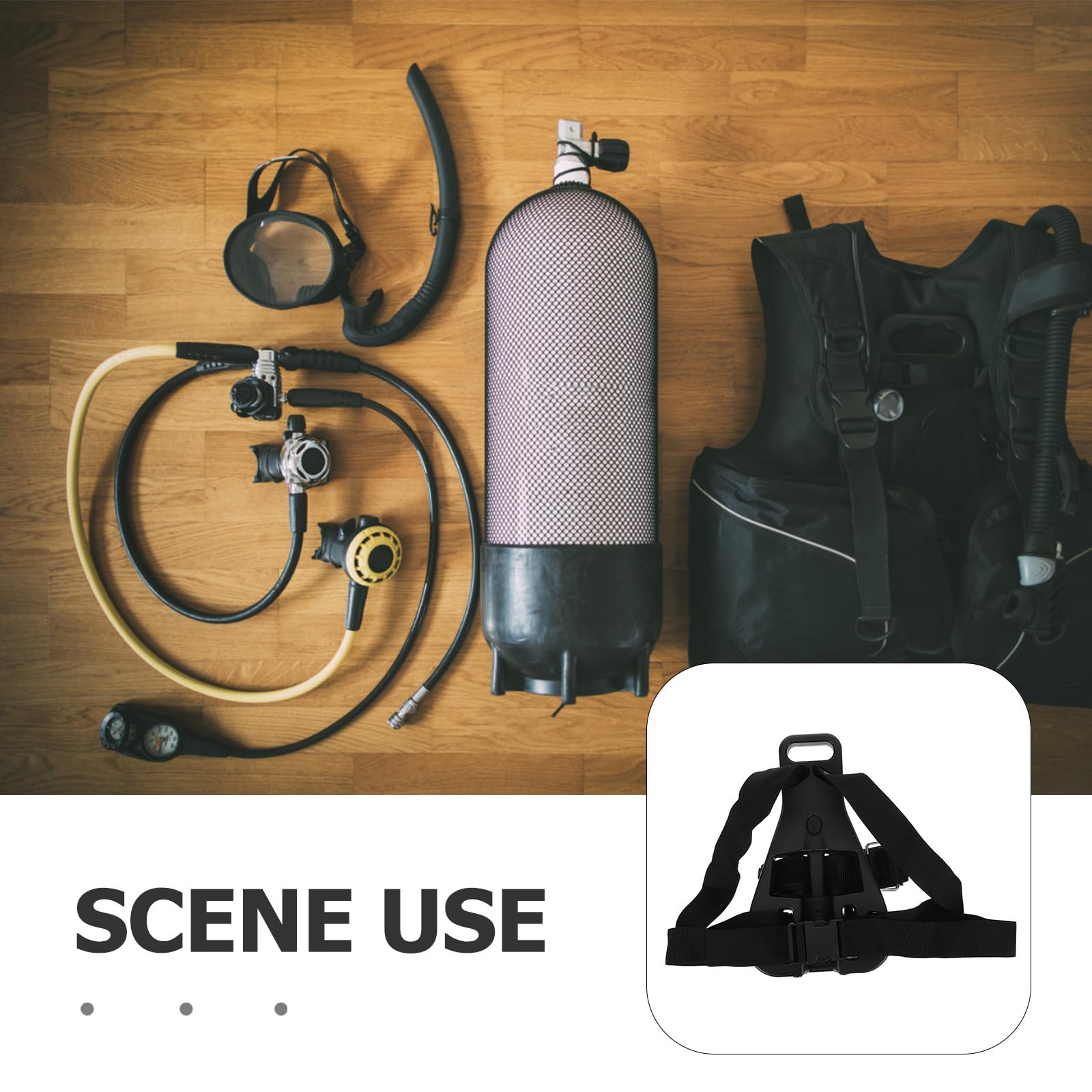 Harnais Dorsal pour Bouteille de Plongée Unique 12 L en Acier Inoxydable | Support Dorsal Réglable, Répartition Équilibrée du Poids, Poignée Simple, Usage Plongée Sous-marine et Remontée