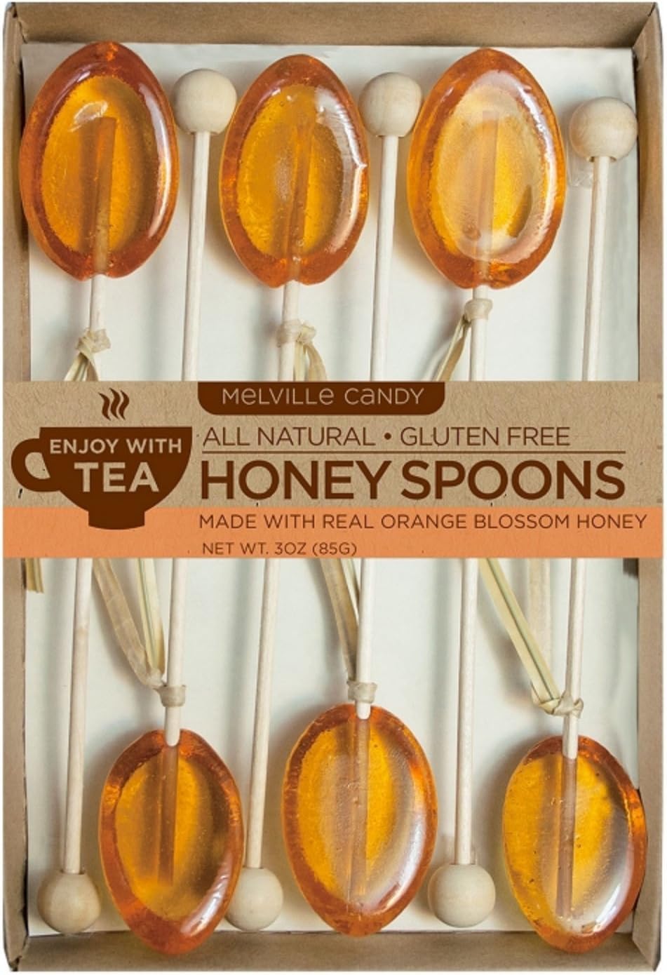 Melville Candy Orange Blossom Honey Spoons [For Tea Lovers] Gluten-Free 6 Count