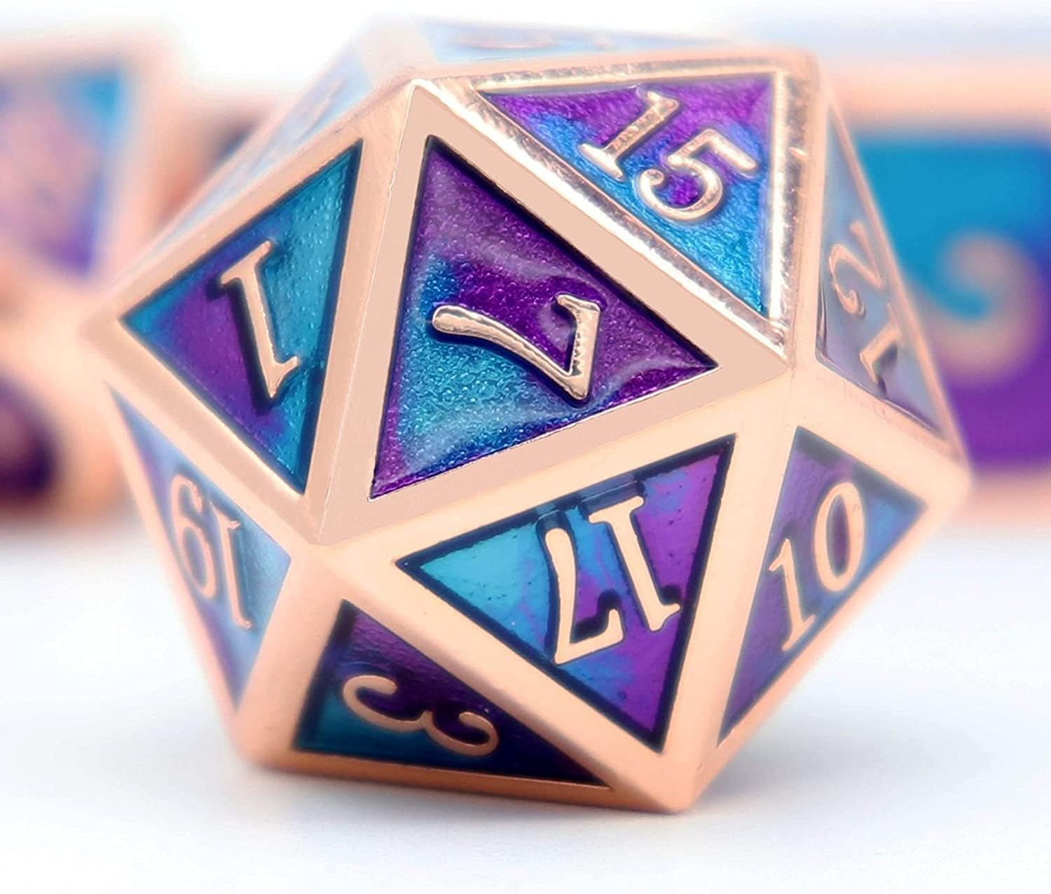 Haxtec Metal DND Dice Set D&D Gifts 7PCS Copper Blue Purple Polyhedral RPG Dice D20 D12 D10 D8 D6 D4 Compatible with Dungeons and Dragons TTRPG Games-Mermaid