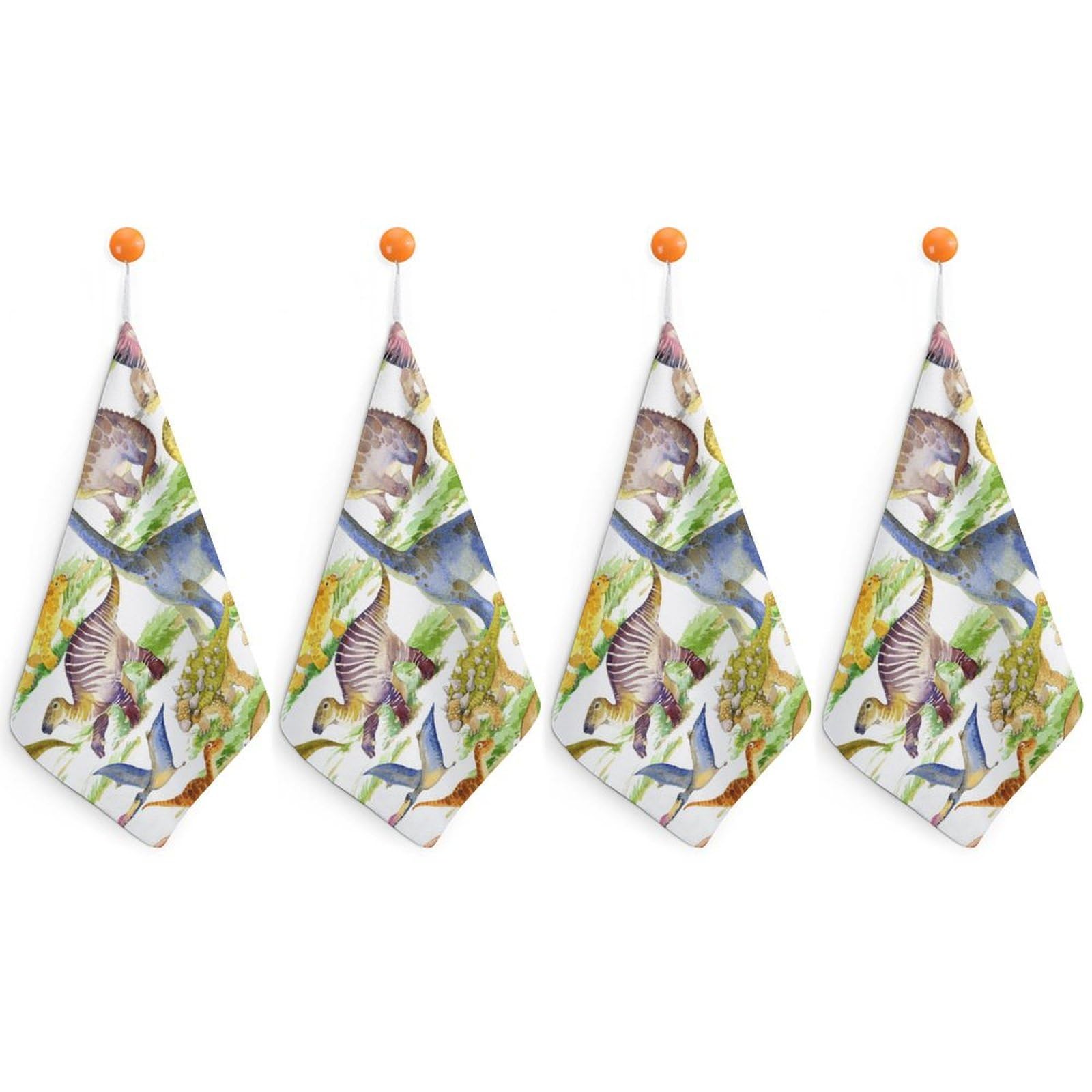 LEDFCVSU 4 Piece Hanging Hand Towels, Dinosaur Dragon Small Dry Hand Towel for Kitchen Bathroom