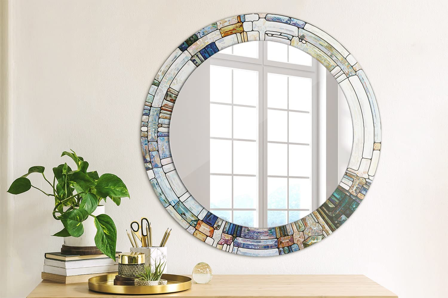 Tulup 60 cm Glas Interieur Decoratie DIY Spiegel Ronde Gedrukte