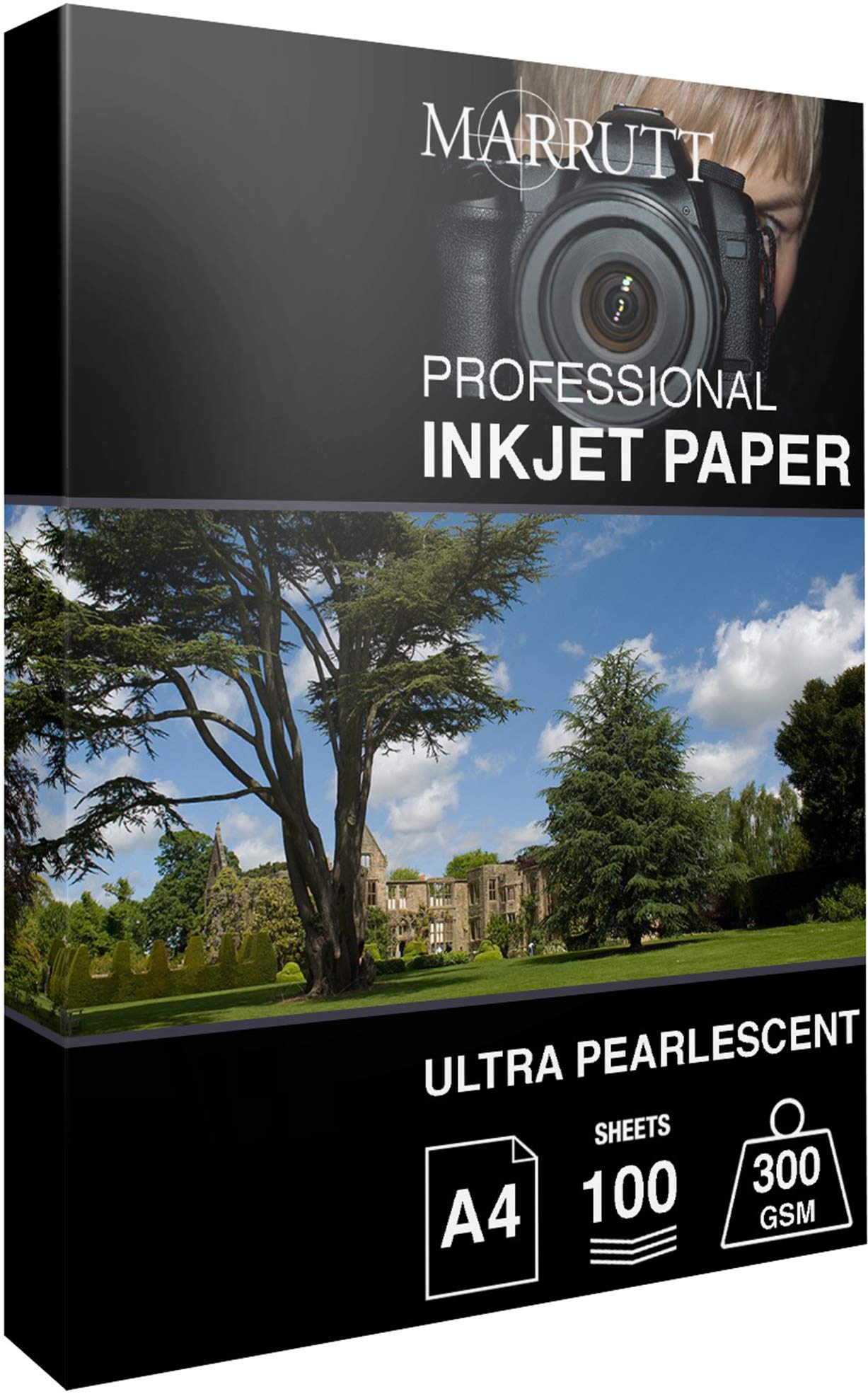 Marrutt 300gsm Ultra Pearlescent Hi-White Inkjet Photo Paper: A4-100 Sheets