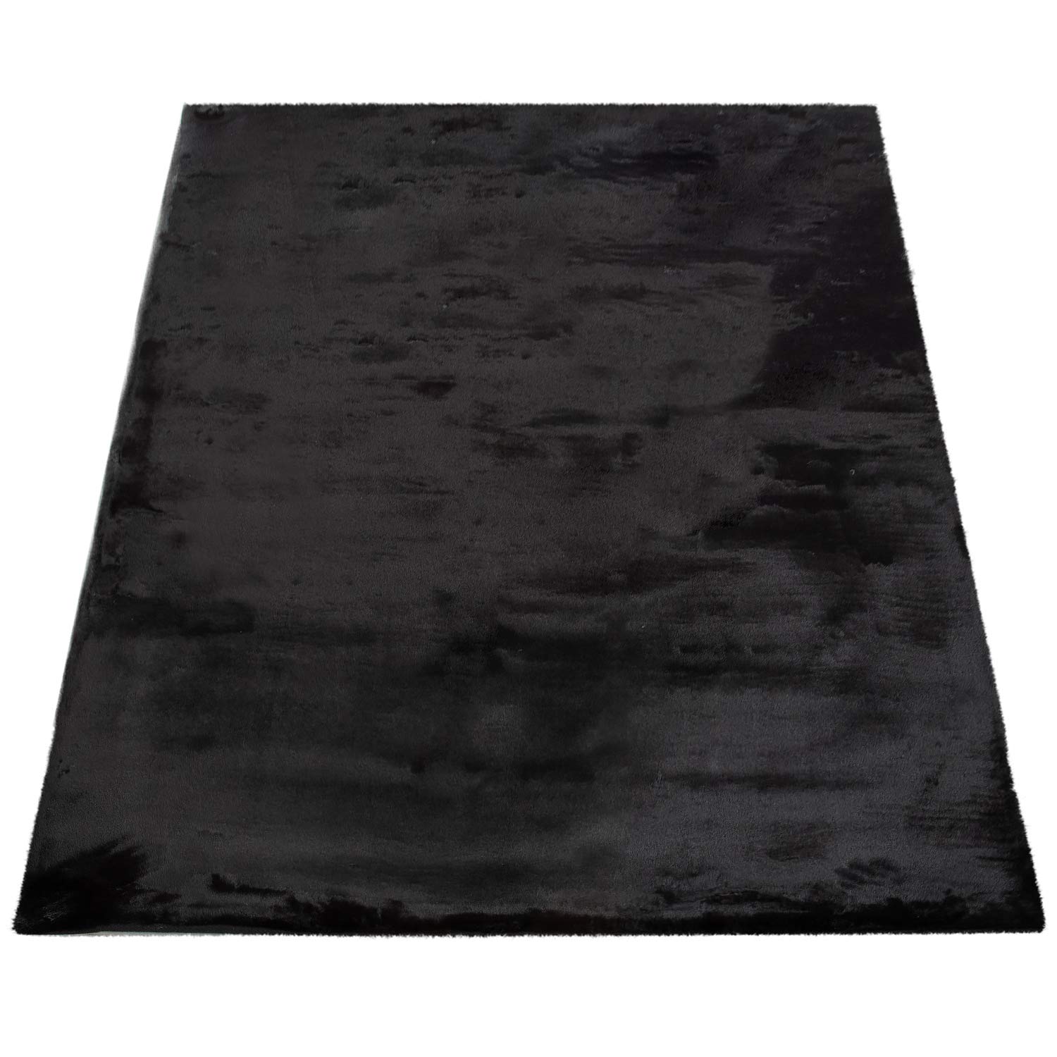 Paco Home Hochflor Teppich Wohnzimmer Super Softes Kaninchenfell Imitat Kunstfell Schwarz, Grösse:140x200 cm