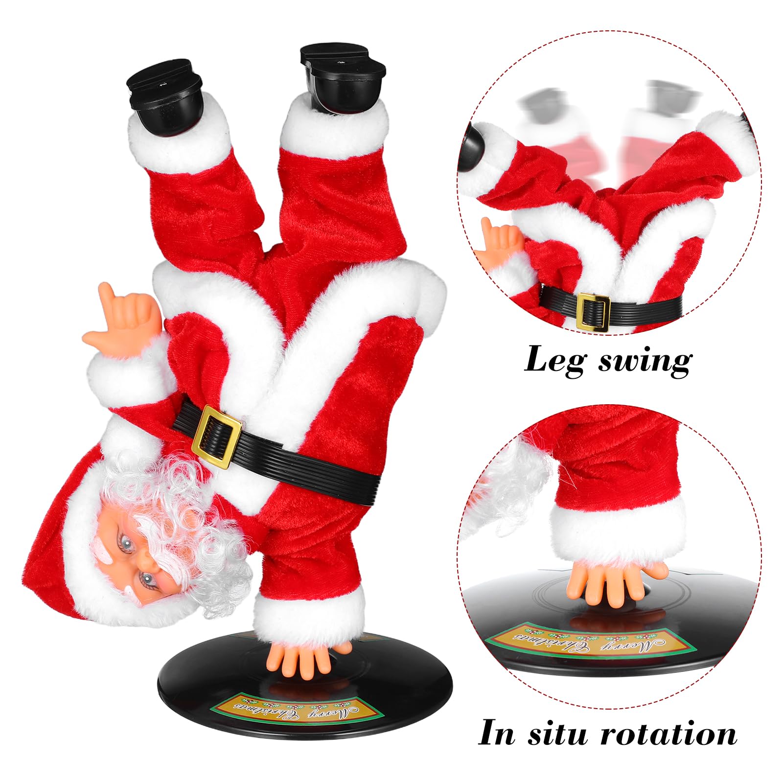 Healifty Upside Down Rotating Dancing Santa Musical Plush Toy - Image 3