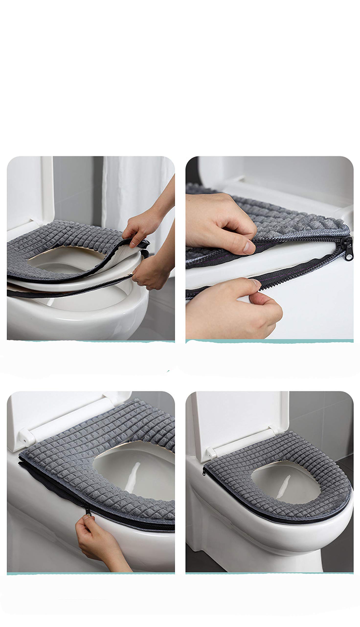 Bathroom Toilet Seat Cover Soft Thicker Warm Plush Toilet Cover Seat Lid Pad Home Decoration Toilet Seat Cover (#2)