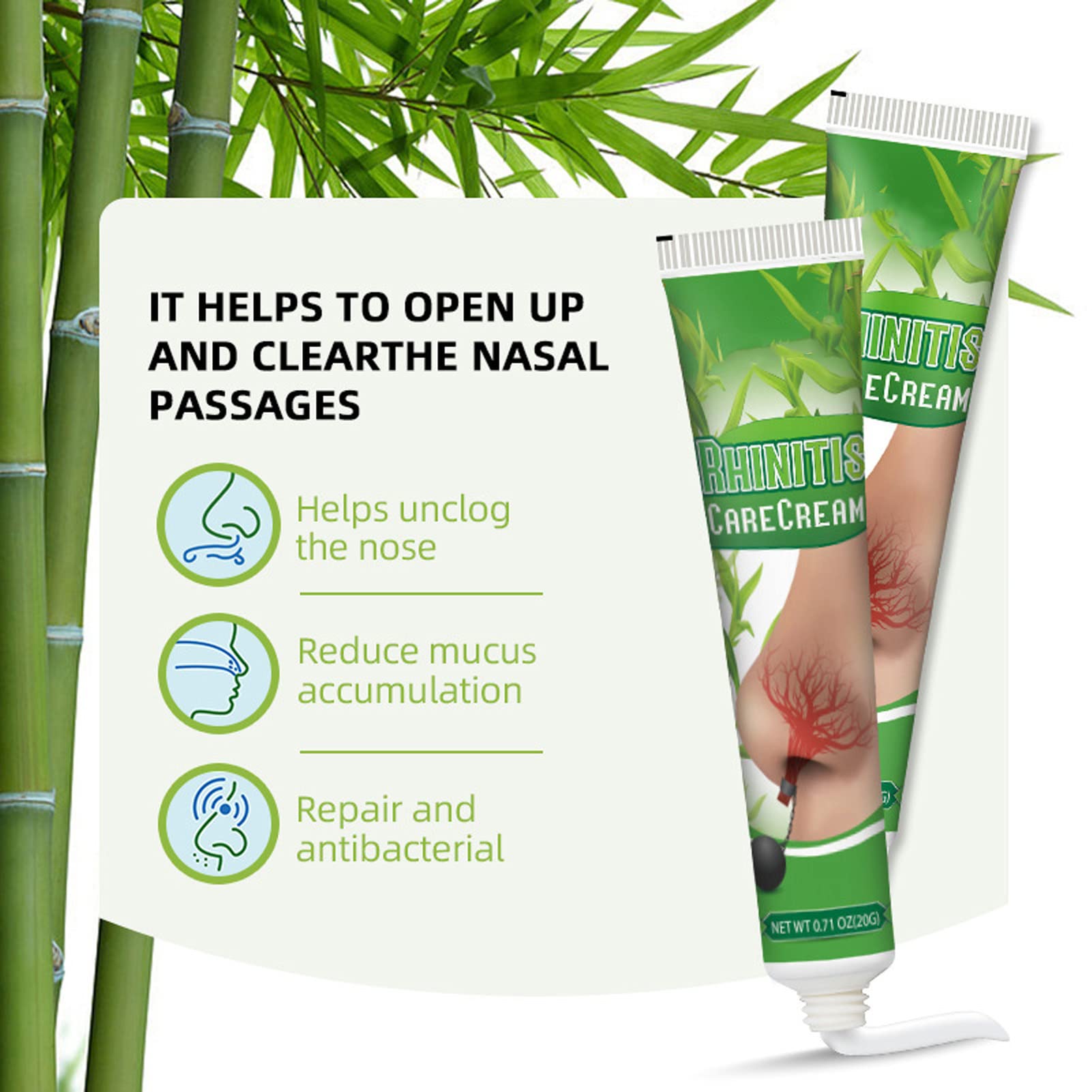Crema Para El Cuidado De La Rinitis, Crema Para El Cuidado De La Rinitis Nasal Alivio De La Alergia Suavizar La Suciedad Efecto Instantáneo Extracto De Hierbas Crema Para La Nariz Congestionada 20g