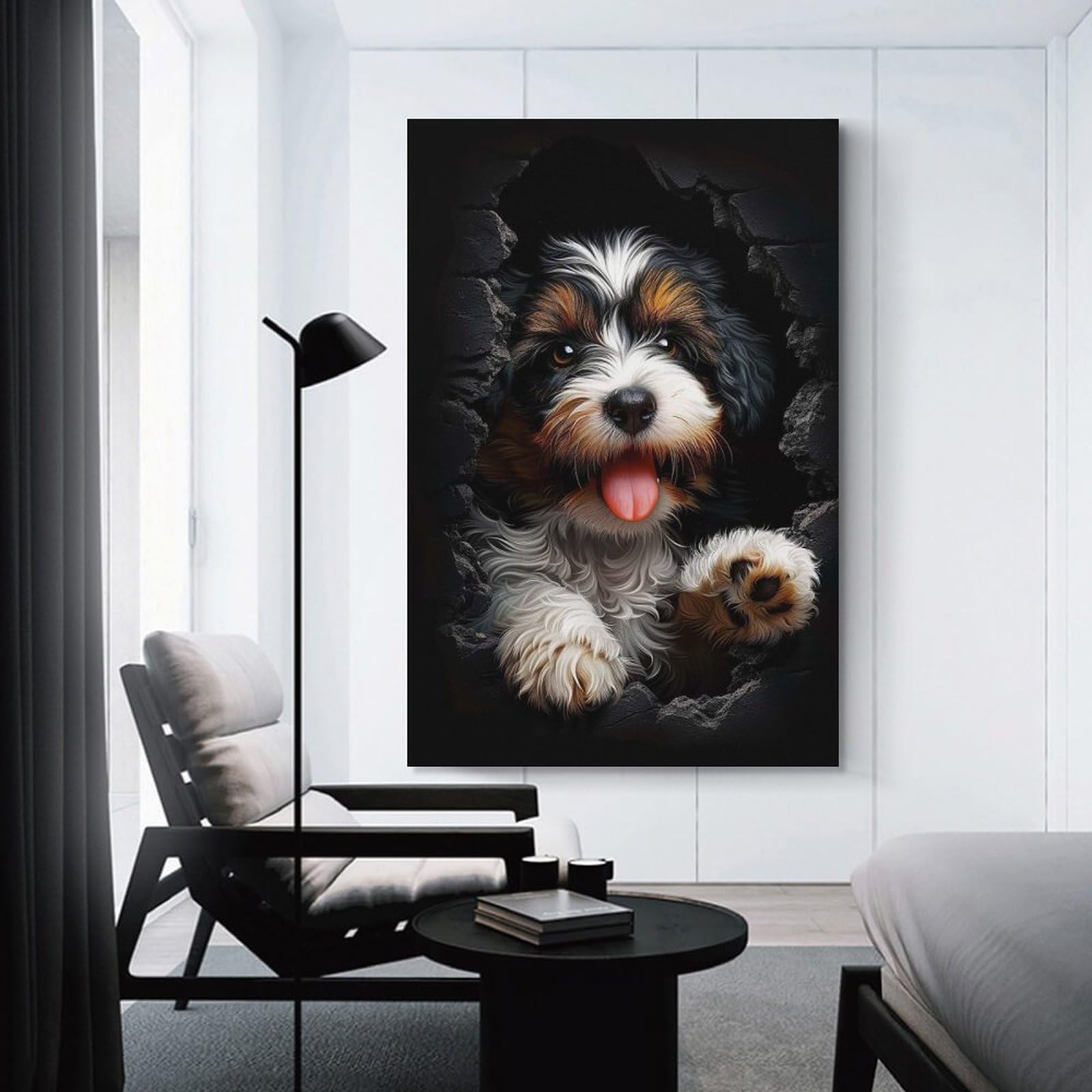 Junmoney Tibetan Terrier Hanging Wall Art, 08x12inch(20x30cm), for Living Room, Bedroom, Office Or Hallway, Decorative Artwork with Broad Appeal