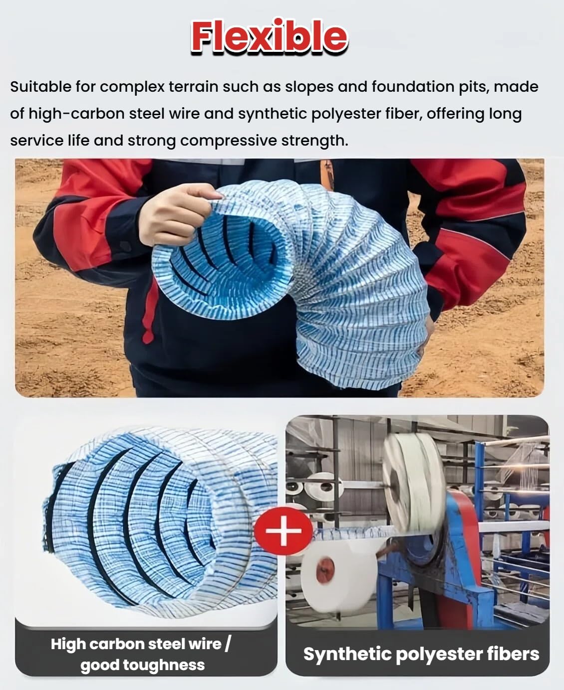 Tubo flessibile di drenaggio perforato ondulato diametro 15 cm per drenaggio francese leggero lungo 100 cm ideale per cortile, strada e giardino