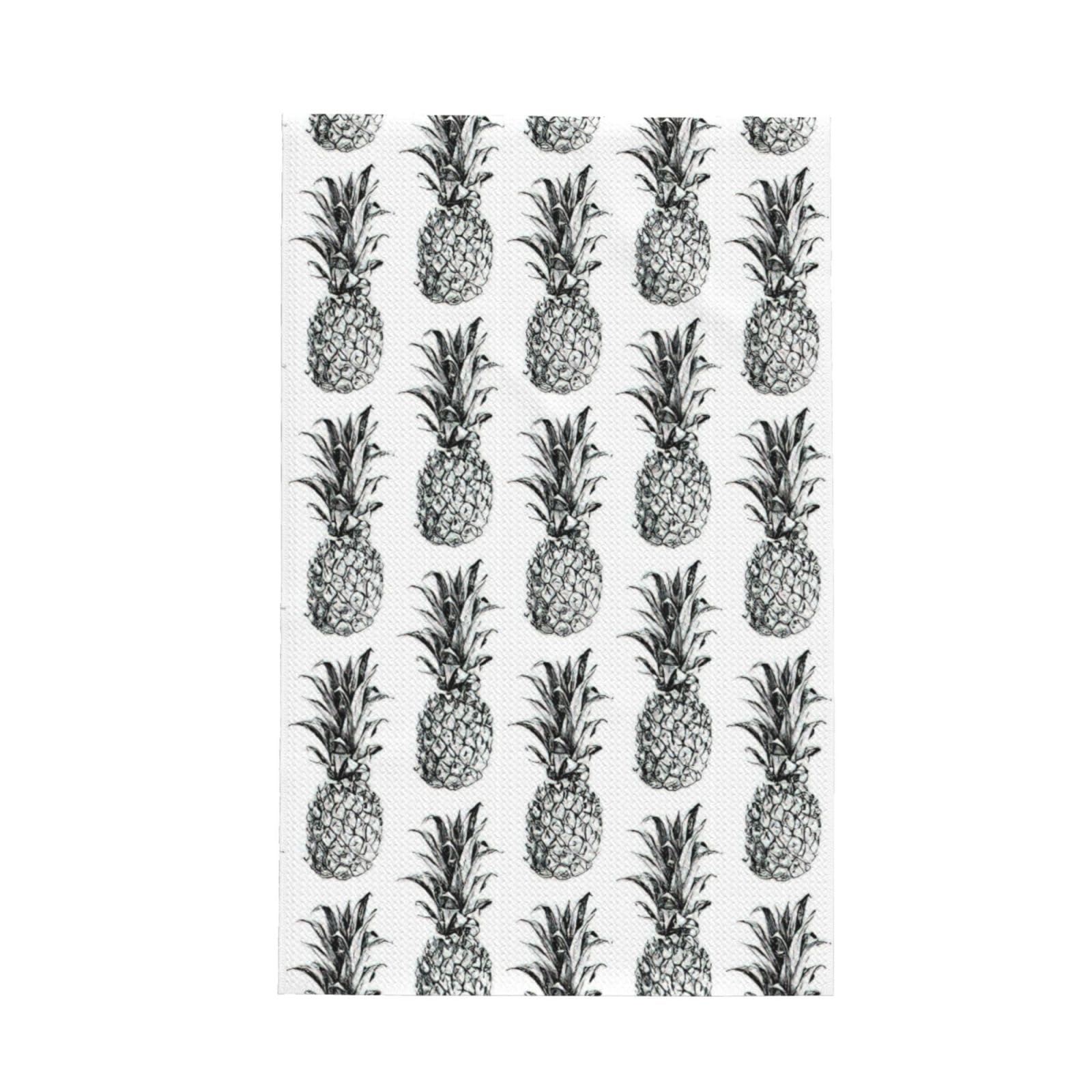 CKGODGF Pineapple Fruit Pattern Print Absorbent Waffle Dishcloths,Kitchen Towels With Hanging Loops,Tea Towels.