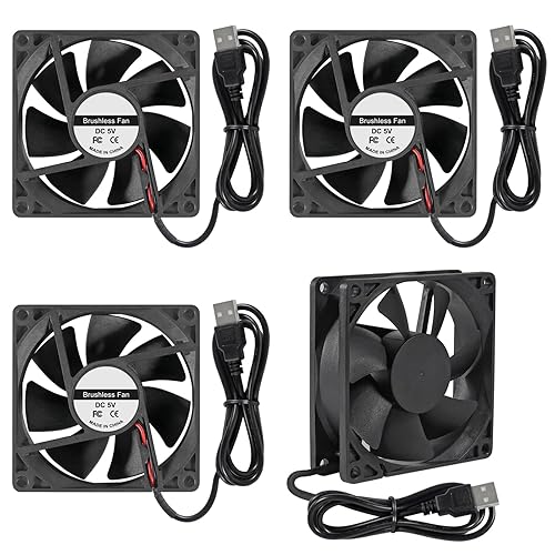 Miniatura 2 de 4 unids 8025 Ventilador de enfriamiento 3.150x3.150x0.984 in DC 12V Cooler Ventilador sin escobillas Ventilador 3.150 in XH2.54 2Pin para DIY PC