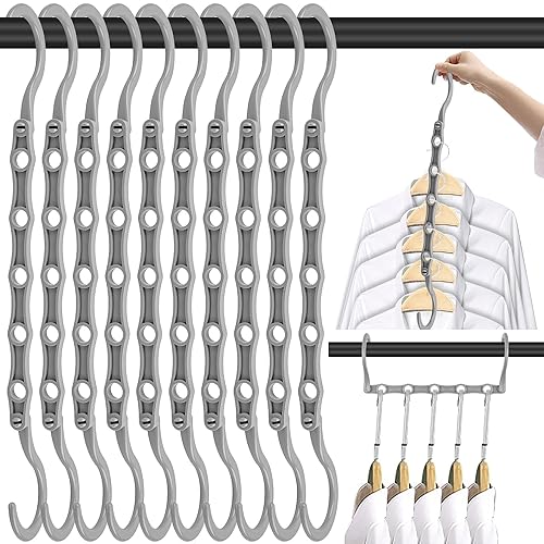 DUCOO 10 PCS Space Saving Hangers, 5-Hole Magic Hangers -