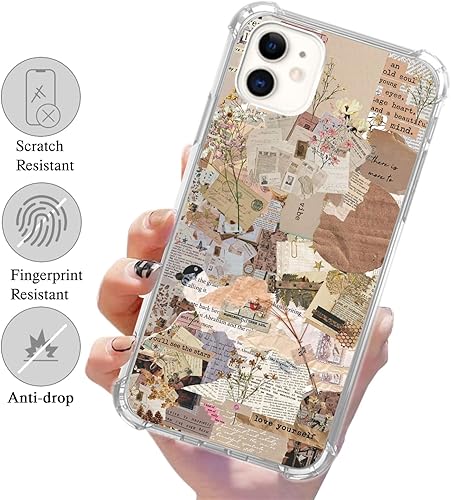 Miniatura 2 de Funda de collage de periódicos estéticos marrón compatible con iPhone 11, con citas hippies trippy estilo de vida para iPhone 11 para adolescentes,
