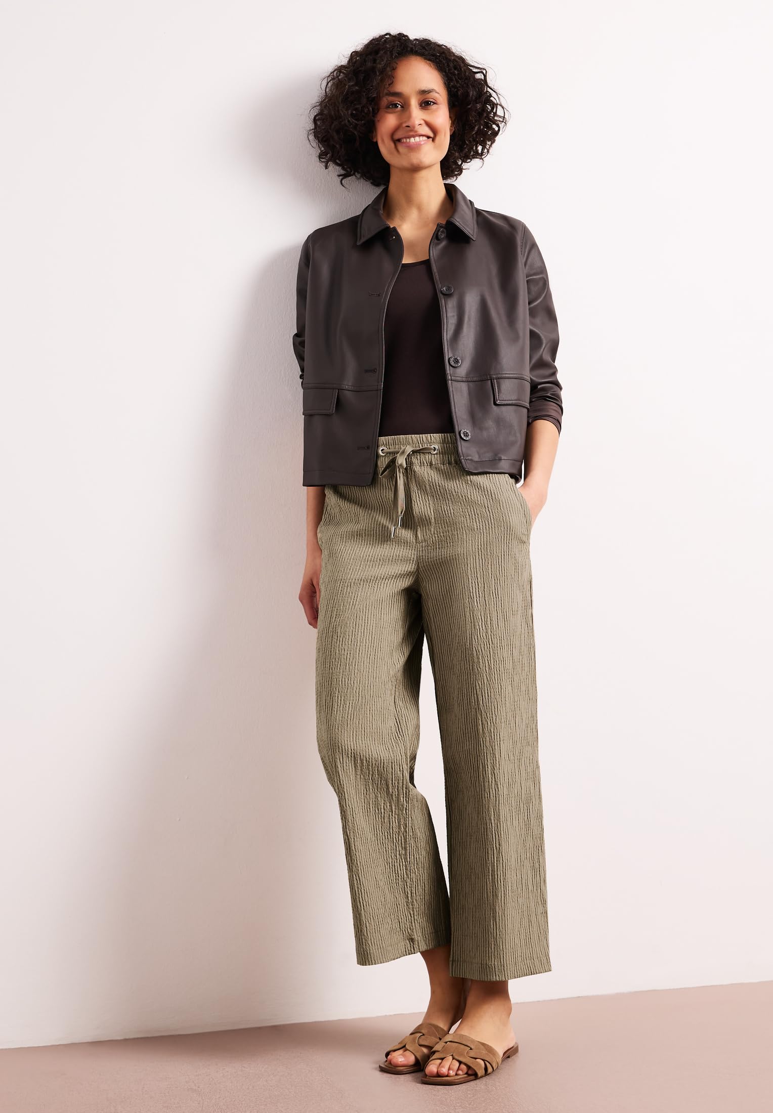 Street One Damen Gestrefite Wide Leg Hose 3817737