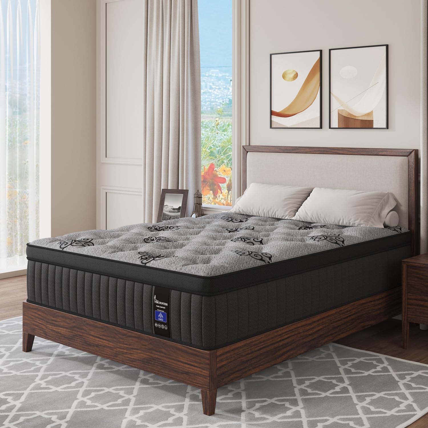 VISCOUNTESS Full Mattress 9 Inch Medium Firm Hybrid