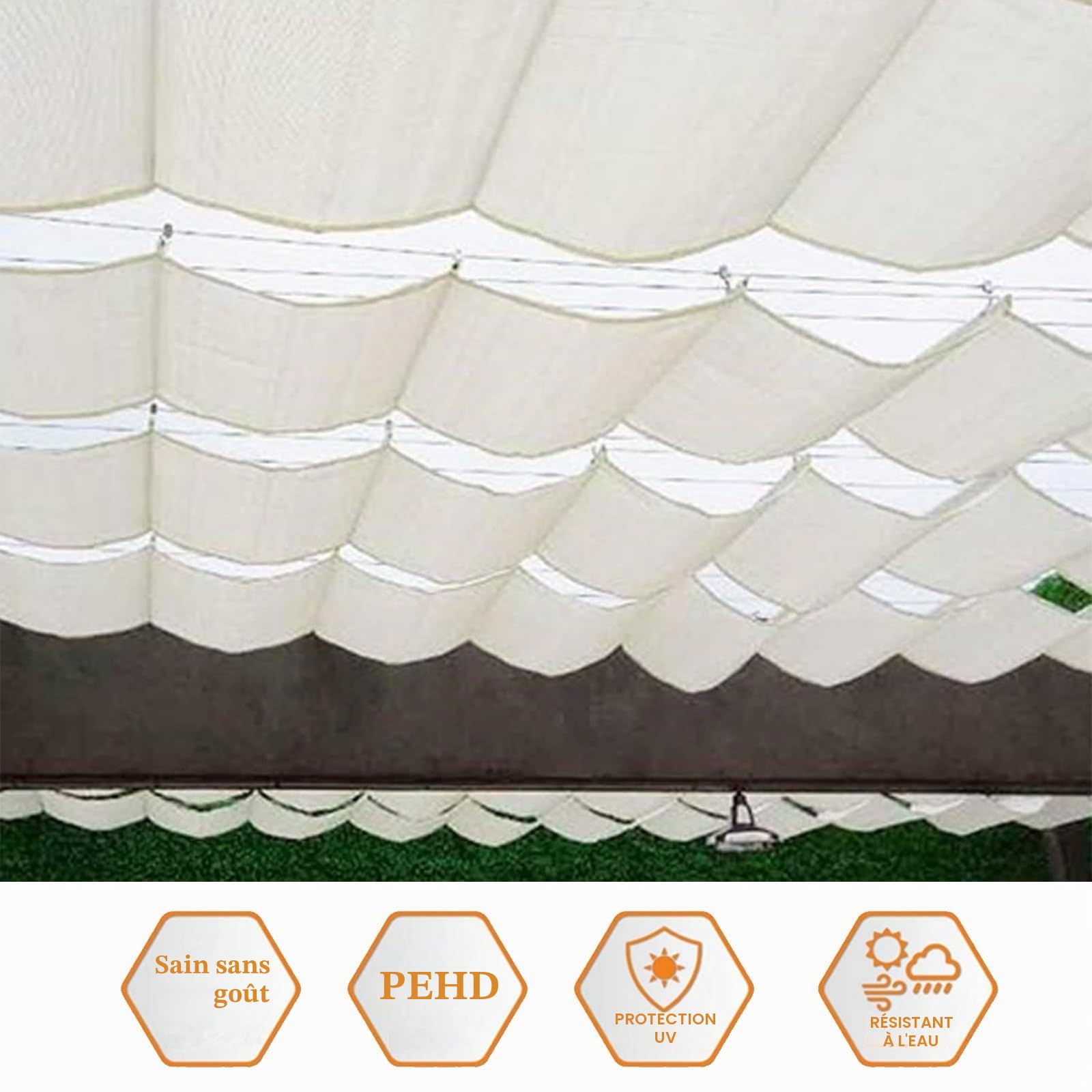 Voile d'ombrage rétractable sur Mesure pour pergola,Voile d'ombrage Coulissant, Personnalisable,Voile-D'ombrage Multi Couleur Taille Bâche Ombrage UV Protection Solaire(W2*L6m/W6.56*L19.68ft)
