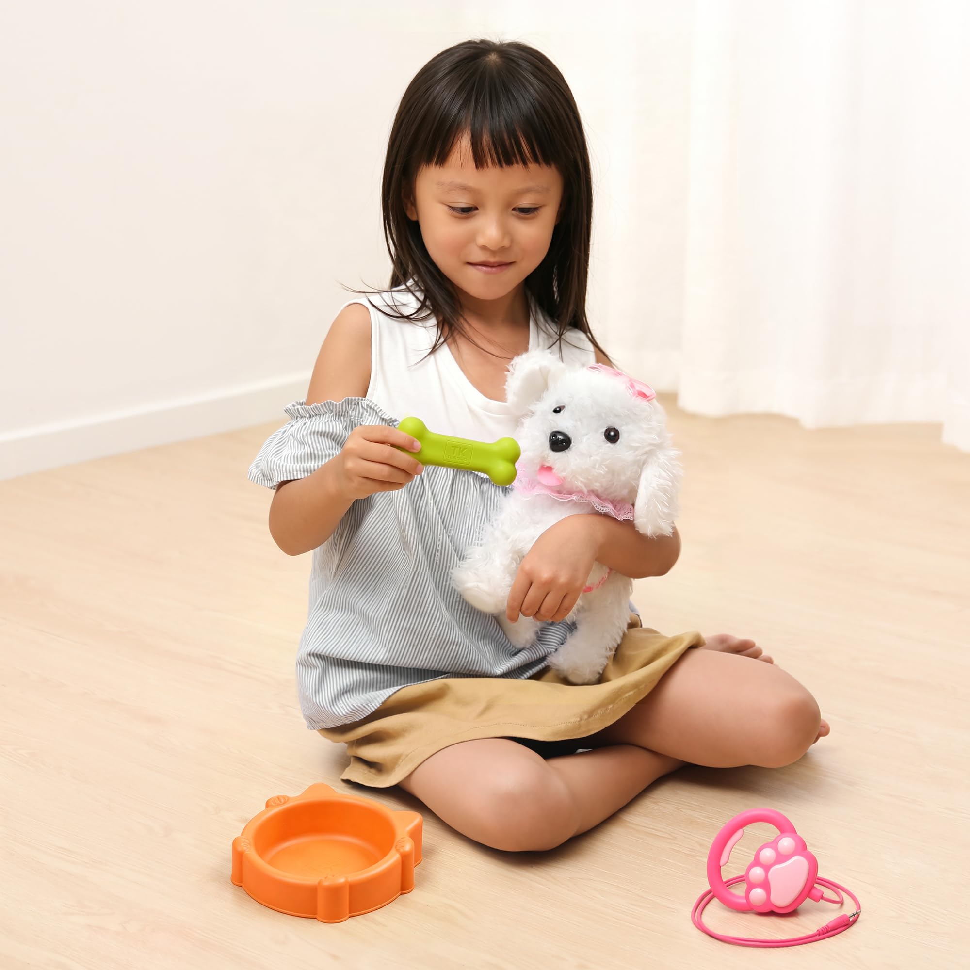 OR OR TU Control Remoto Felpa Electrónica Interactivos Juguete Perro Mascota para Niñas Caminando y Ladrando,Agitar Cola Educación Temprana Regalo de Cumpleaños para Niños 3 4 5 6+ Años