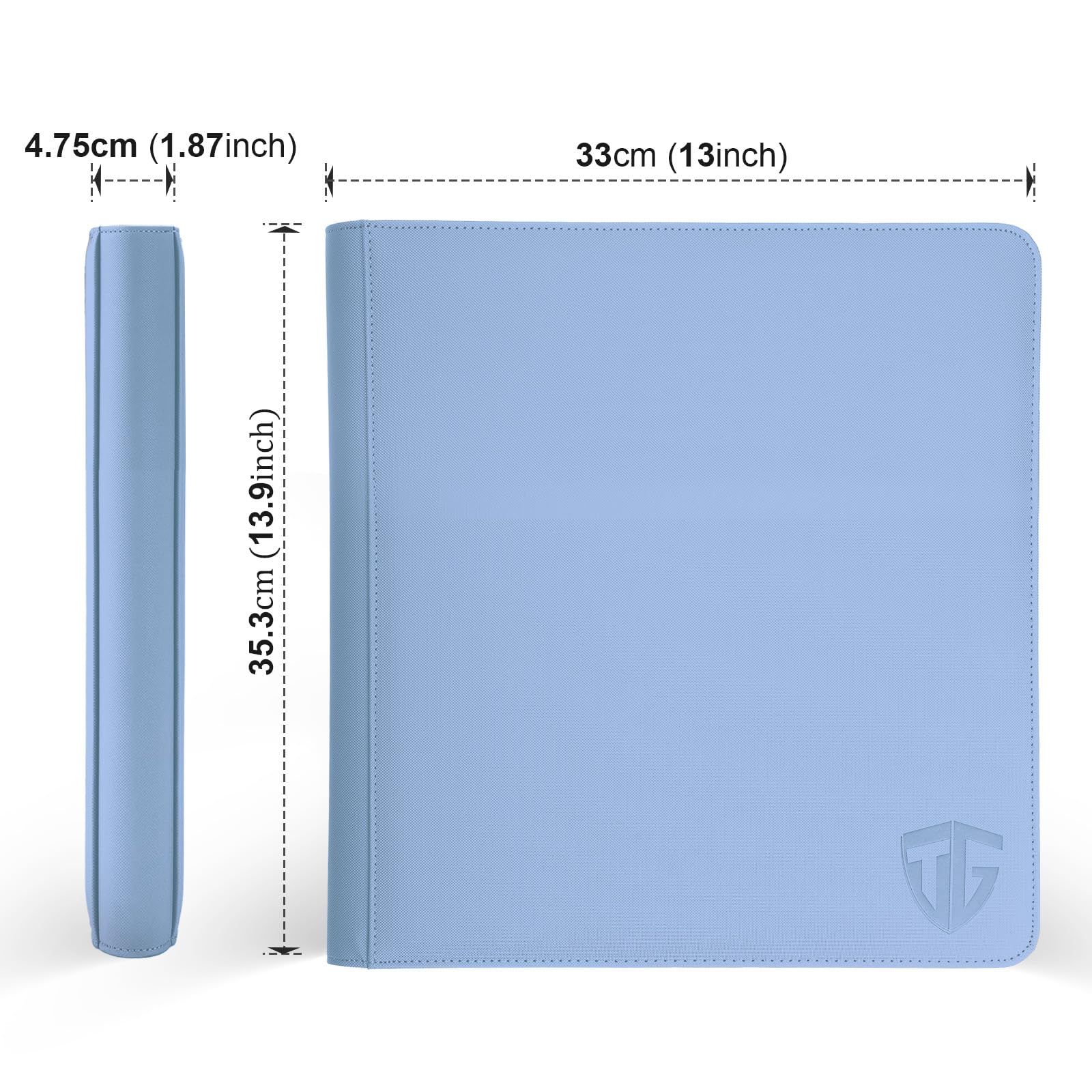 TCGUARD Raccoglitore con cerniera a 12 tasche per 720 carte, tasche laterali sicure, cartella per album di carte collezionabili, compatibile con YuGiOh, MTG, carte sportive (blu 12)