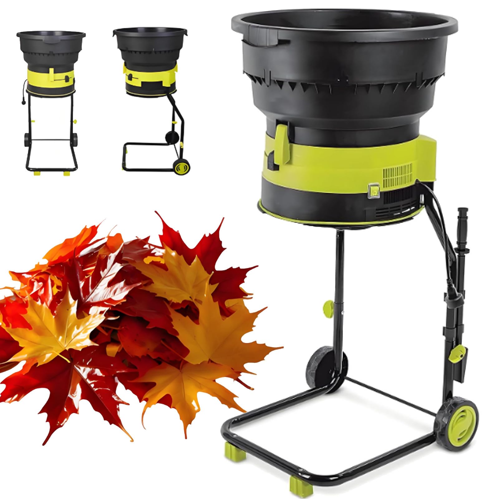 Trituradora eléctrica de hojas y trituradora de jardín, tamaño de partícula ajustable con protección contra sobrecalentamiento, ideal para limpieza de patio y compostaje