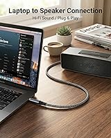 Vista 4 de Cable Auxiliar de 15 pies, Cable de Audio de 3.5mm - Cable AUX de 3.5mm Trenzado de Nylon Macho a Macho para Coche, Auriculares, Estéreos de Hogar