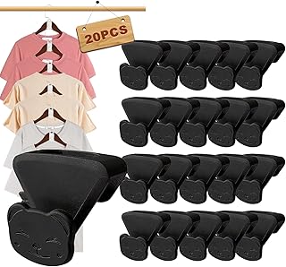 Clothes Hanger,20 Pcs Space Saving Hangers,Durable Closet Hangers Space Saver,Dorm Closet Organizers and Storage Shelves Hanger Extender for Heavy Duty Cascading Connection Hook(Cat, Black)