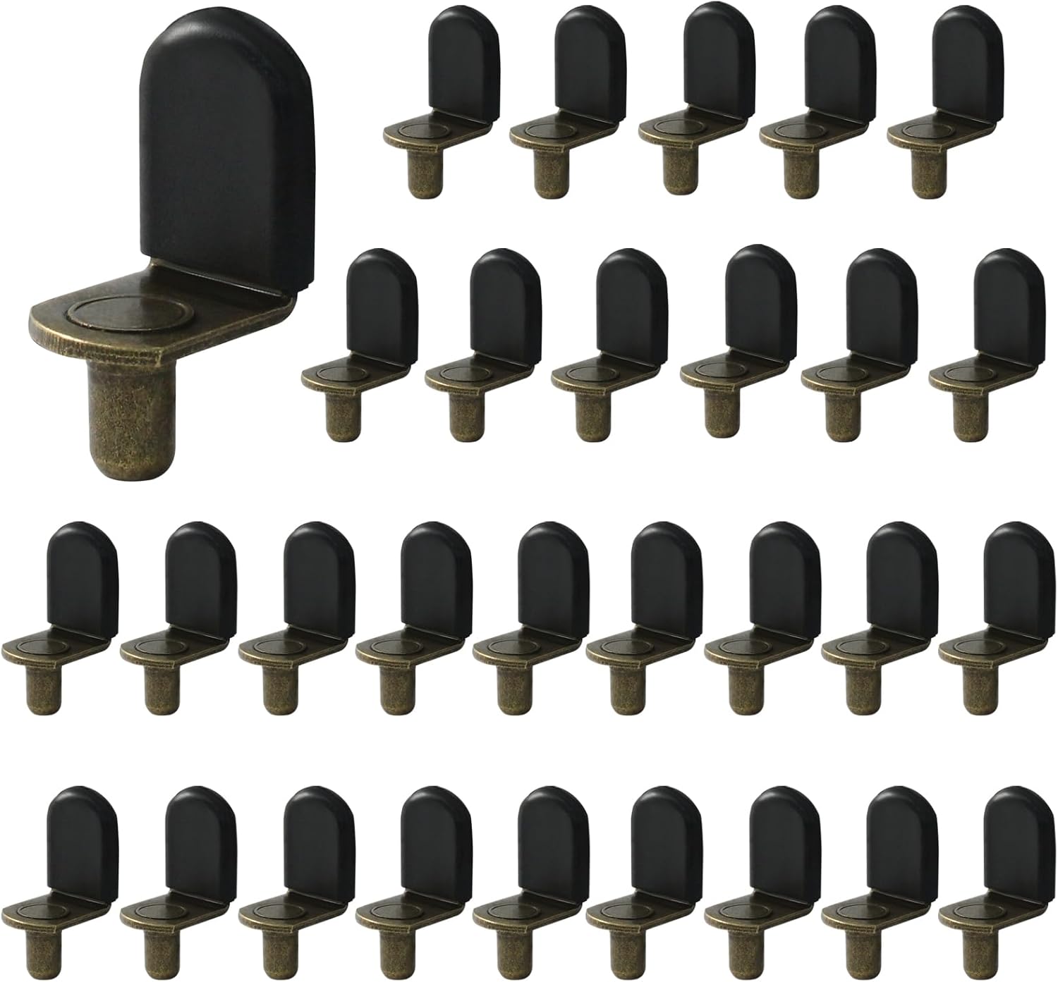 30 Pcs L-Shaped Shelf pins Support Pegs, Black Clips Glass Supports,5mm Bracket Style Shelf Pins with Rubber Sleeve for Furniture Cabinet, Kitchen, Closet