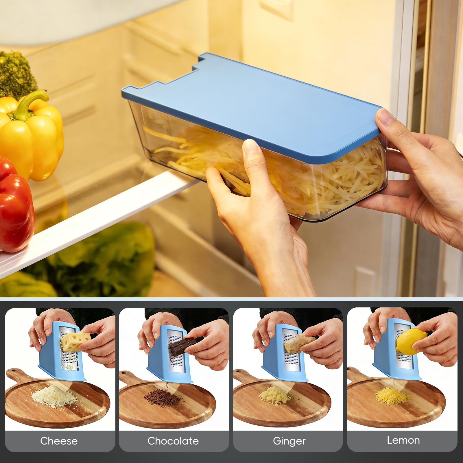 ONCE FOR ALL Mandolina Rebanadora de verduras Espesor ajustable | Patatas Cebolla Chopper Kitchen Chopping Artifact Multifuncional Cutte