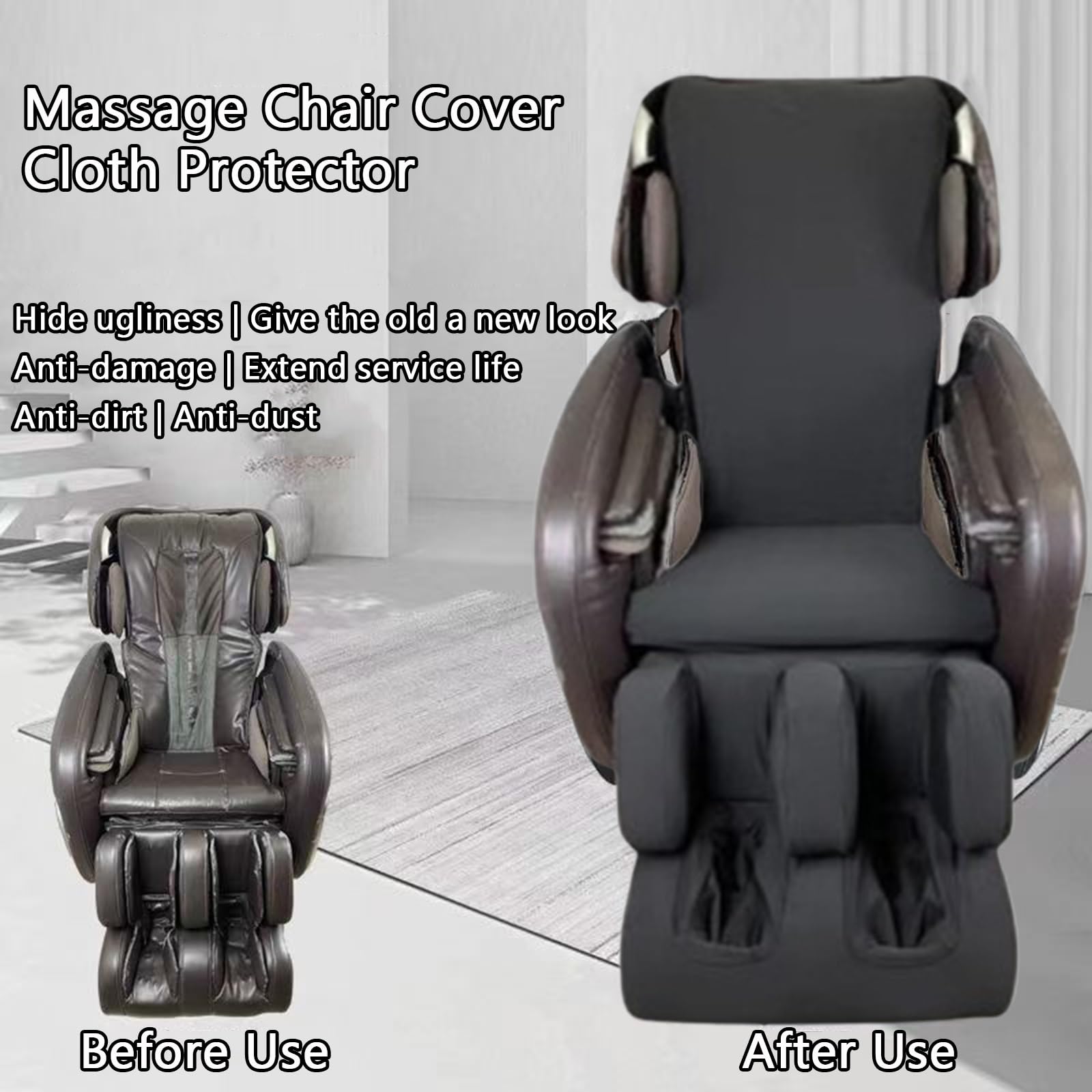 Shiatsu Massage Chair Cover Full Body Dustproof Protector Cover Zero Gravity Chair Covers Stretch Universal Removable Replacement Shield for Massage Chairs(Brown,Main Body)