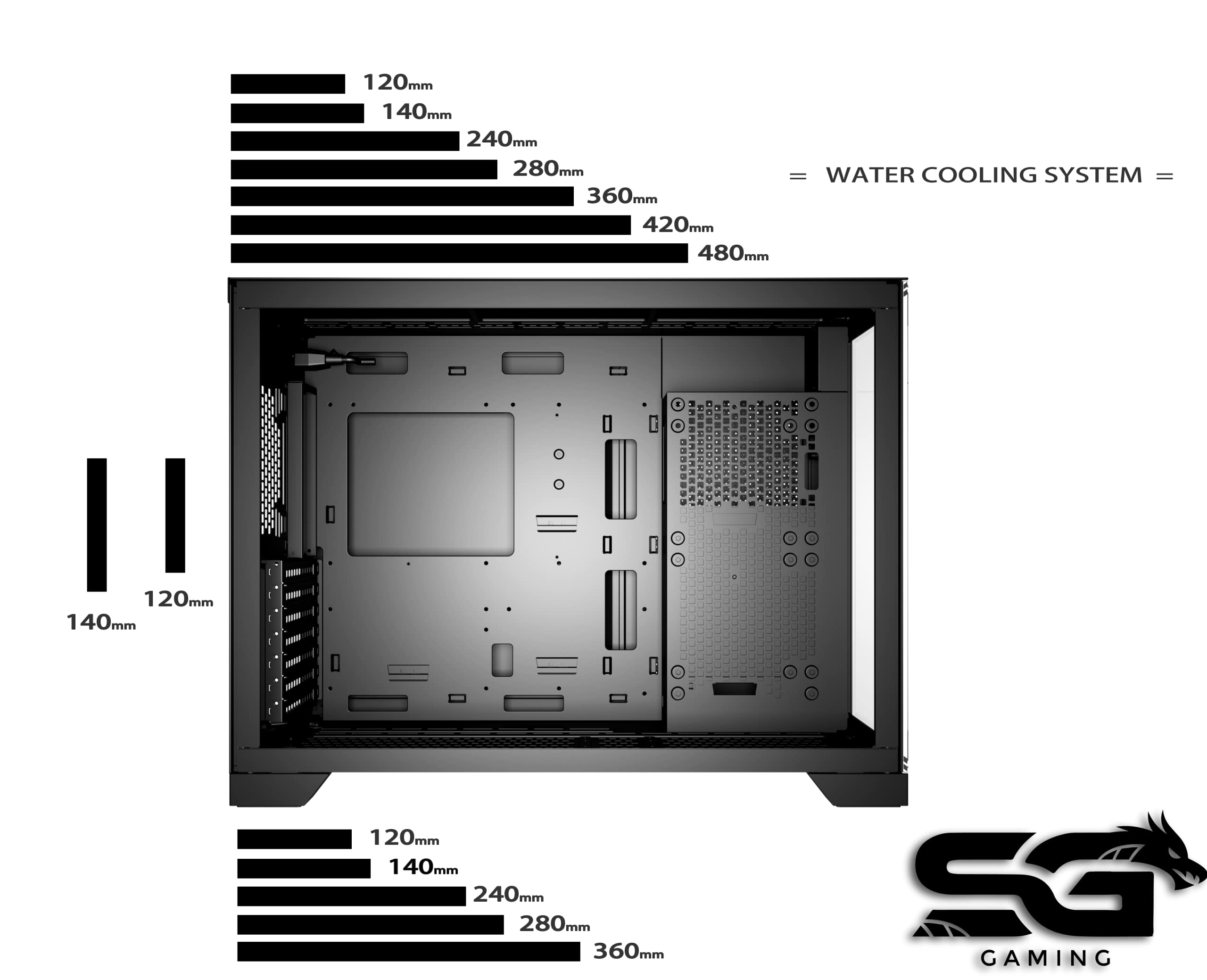 P480MB-E RGB ATX PC obudowa (4 x 12 cm modułowy wentylator ARGB Pirate Oko, zarządzanie kablami, 10-portowy koncentrator wentylatora, PWM, SYNC) czarna