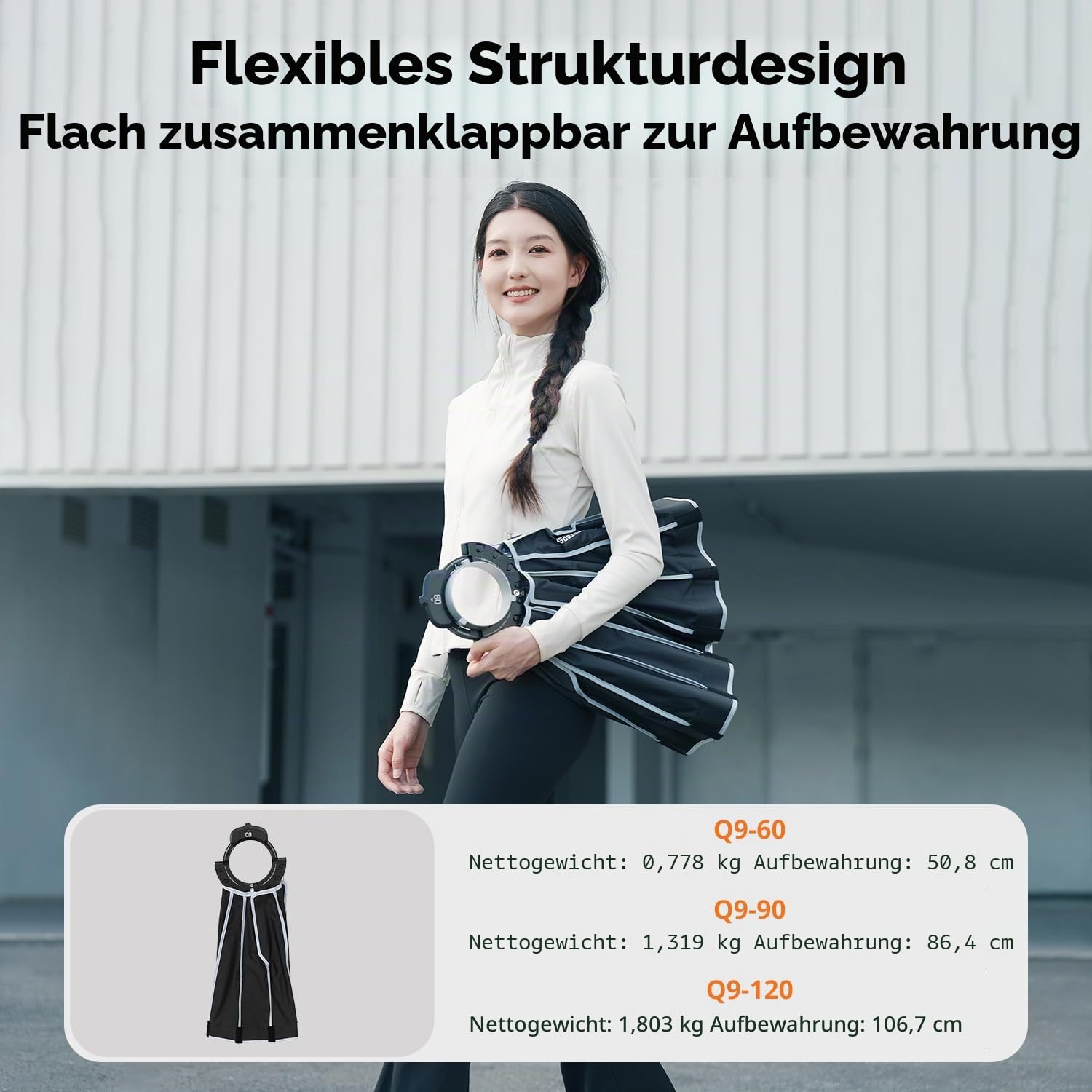 Ambitful 120 cm Schnellwechsel-Parabol-Softbox, Hexadecagon Bowens-Softbox mit 2 Diffusoren und Wabengitter, Tragetasche, kompatibel mit Studio Speedlite Flash und Monolight