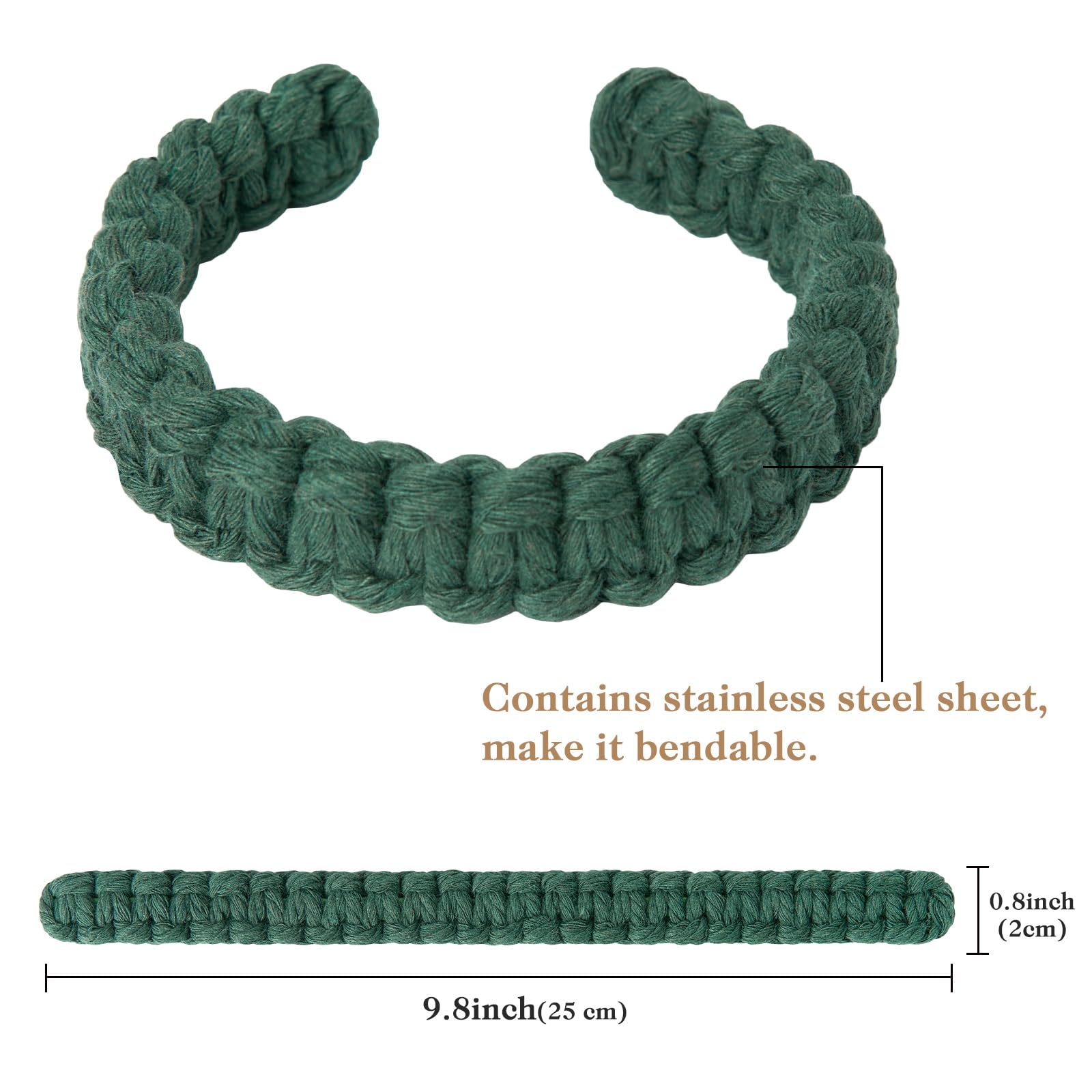 Pretty Jolly 4 Pack Natural Cotton Rope Curtain Tiebacks Farmhouse Rustic Style Decorative Drape Tie Backs Handmade Braided Curtain Holdbacks for Home Sheer/Light Weight Drapery (C-Dark Green-S) - Image 4