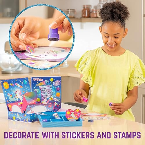 Miniatura 4 de GirlZone Unicorn Cosmic Galaxy - Juego de escritura para niñas, kit de escritura de letras de 45 piezas para niñas creativas, regalo mágico de