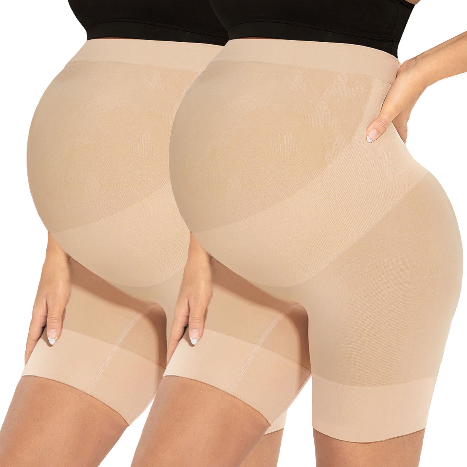 Narcissus Bump Proud Nahtlose Umstandsformwäsche Mid-Thigh Unterwäsche - Umstandskleid für Babyparty, D. 2 Stück, hautfarben, M